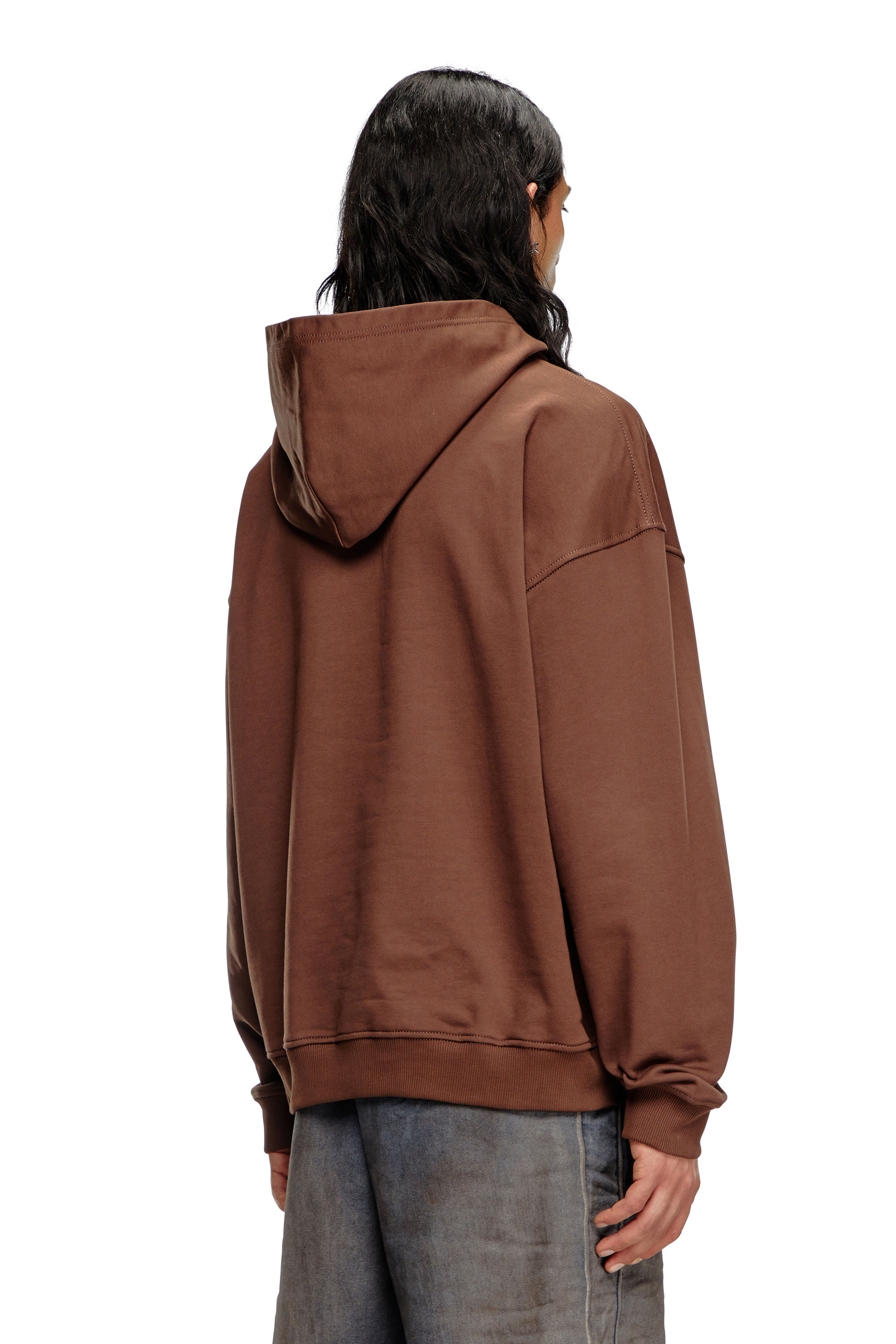 Diesel - S-BOXT-HOOD-D, Man's Hoodie with D logo patch in Brown - 3