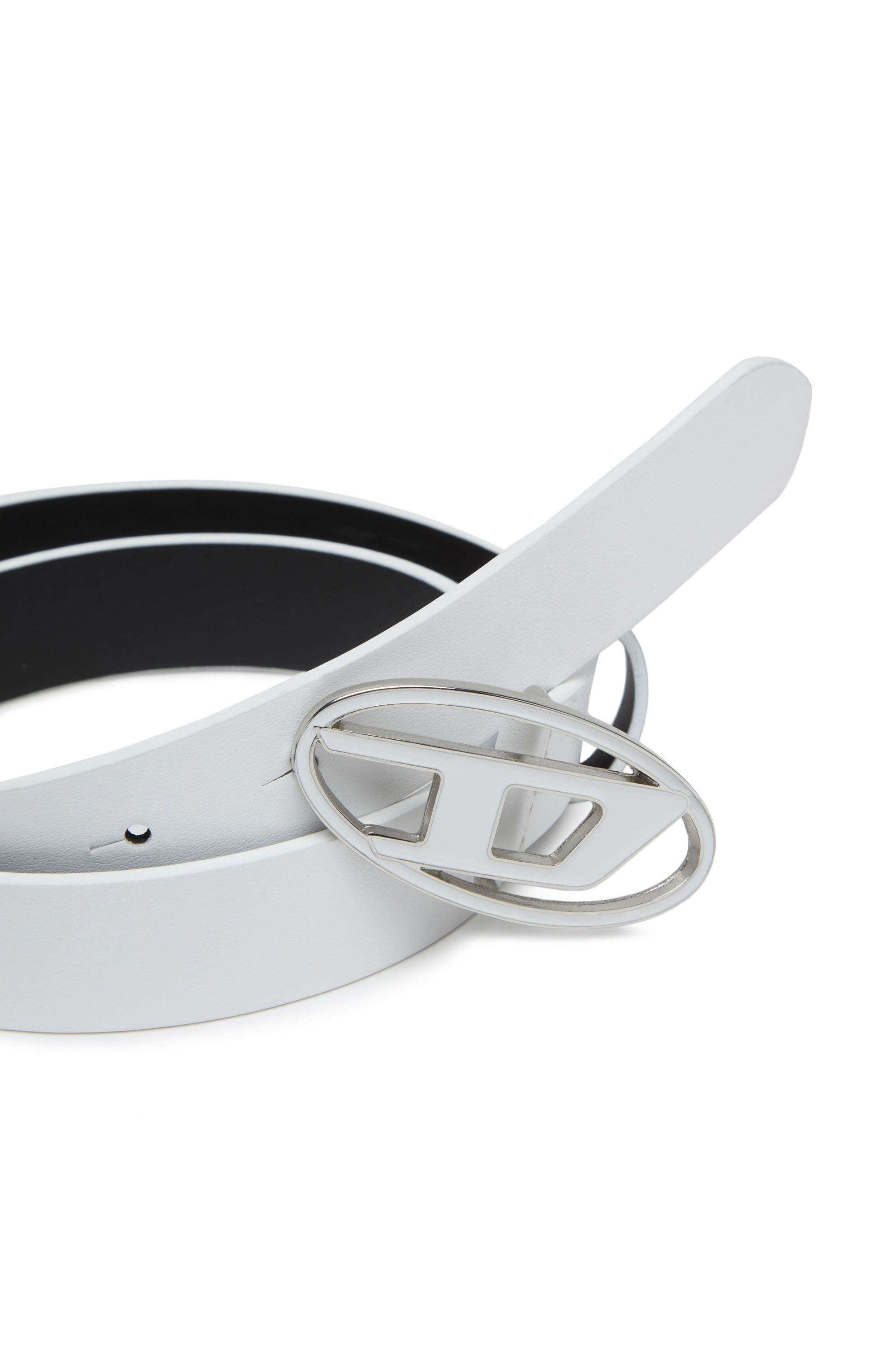 Diesel - B-1DR 25, Woman's Leather belt with enamelled buckle in White - 3