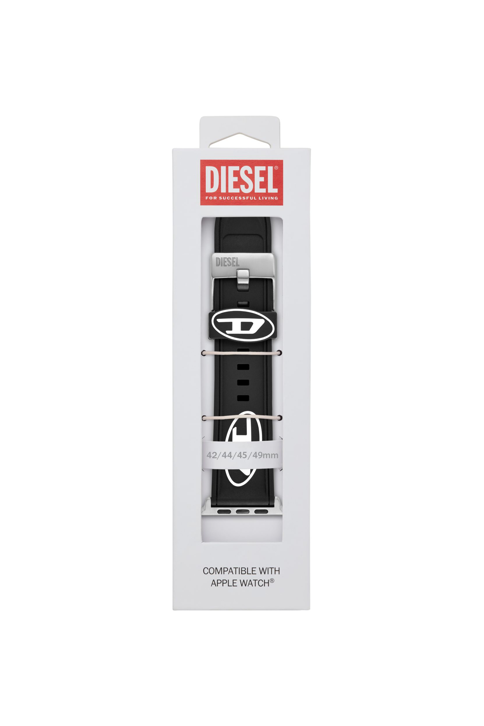 Diesel - DSS0018, Man's Black silicone band for apple watch®, 42/44/45/49mm in Black - 3