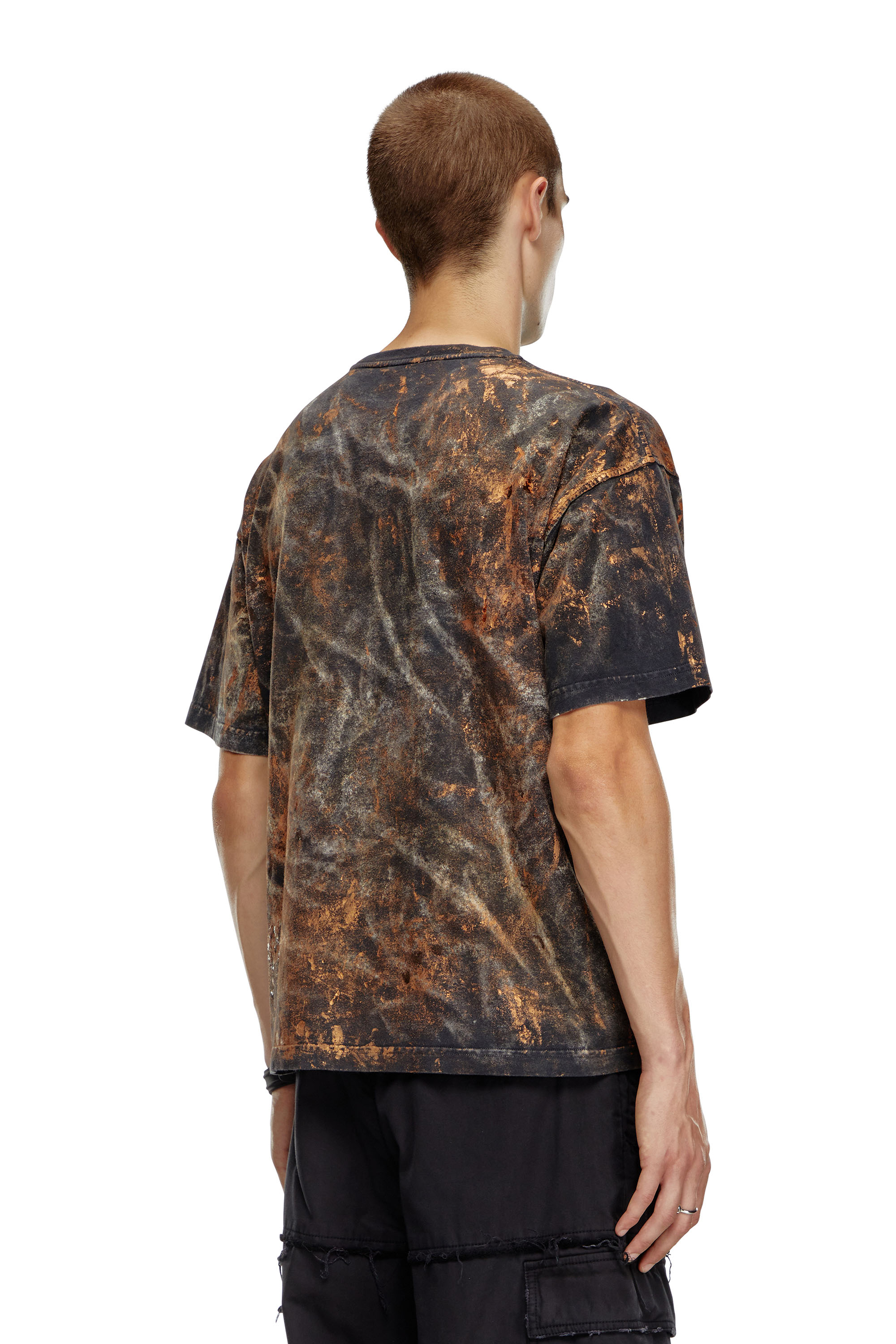 Diesel - T-BOXT-Q12, Man's Dirty-effect T-shirt with logo lettering in Brown - 2