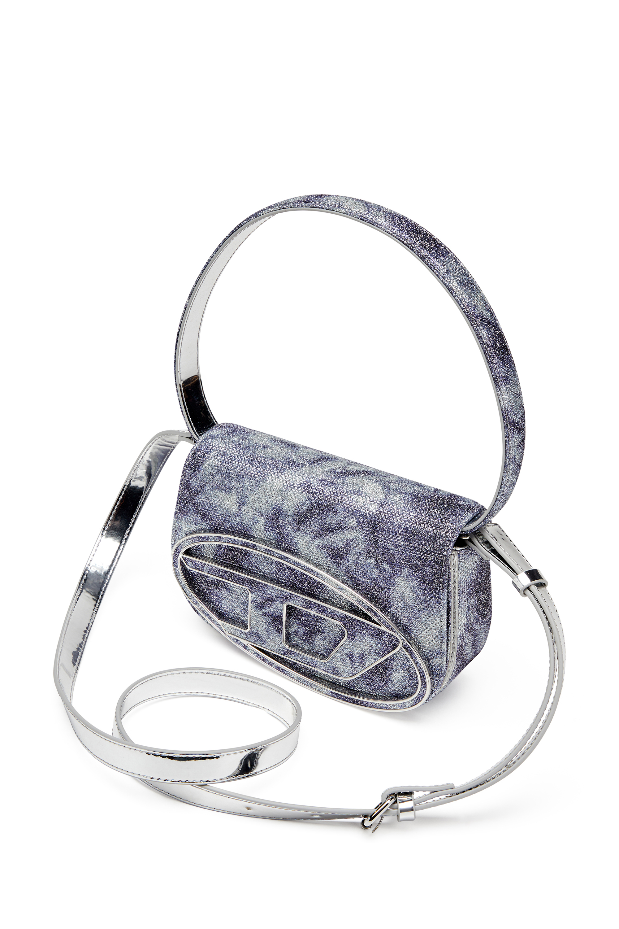 Diesel - 1DR, Bolso de hombro icónico de tejido brillante Mujer in Azul marino - 5