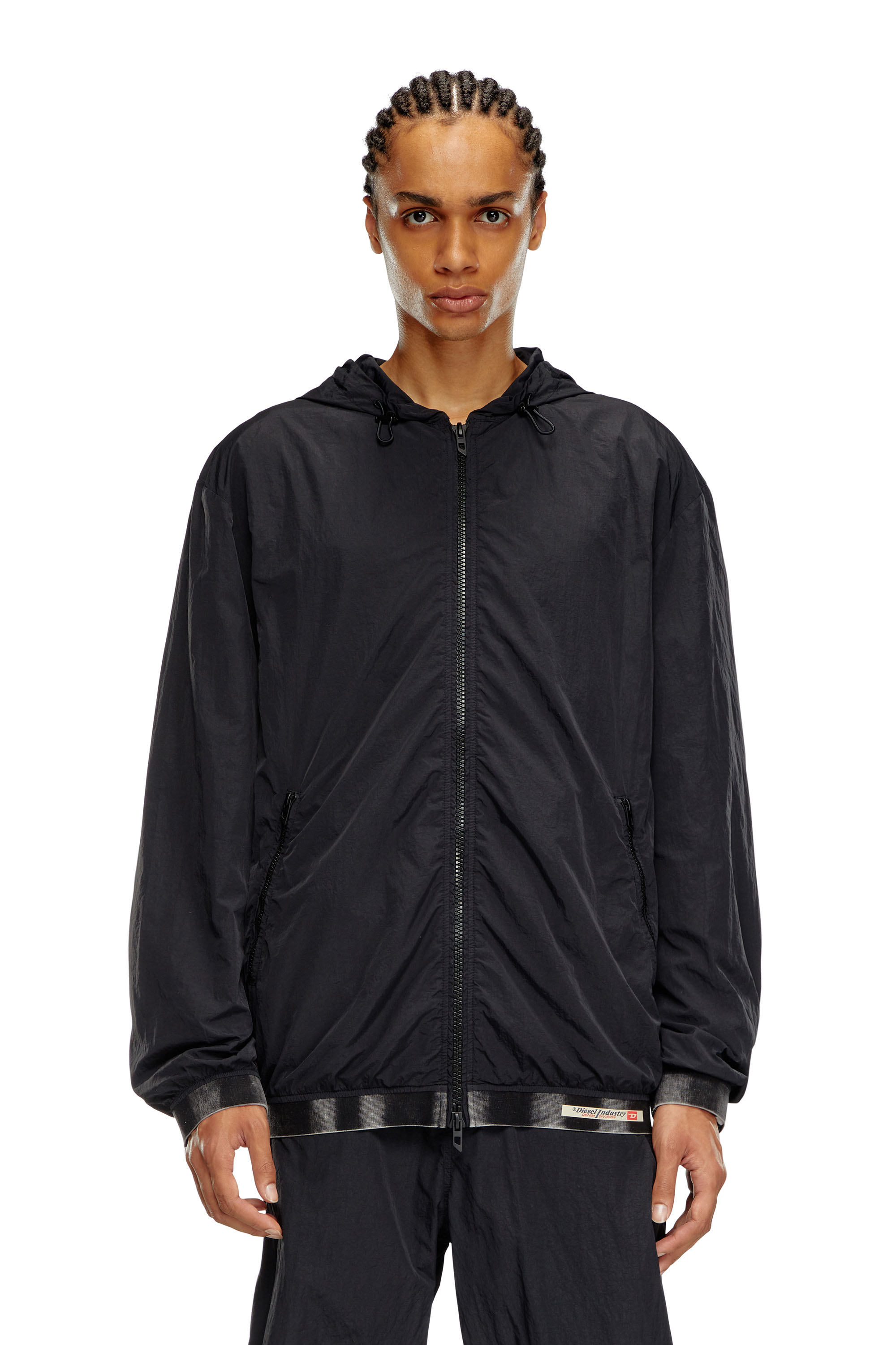 Diesel - J-POST, Man's Windbreaker in recycled shell in Black - 5