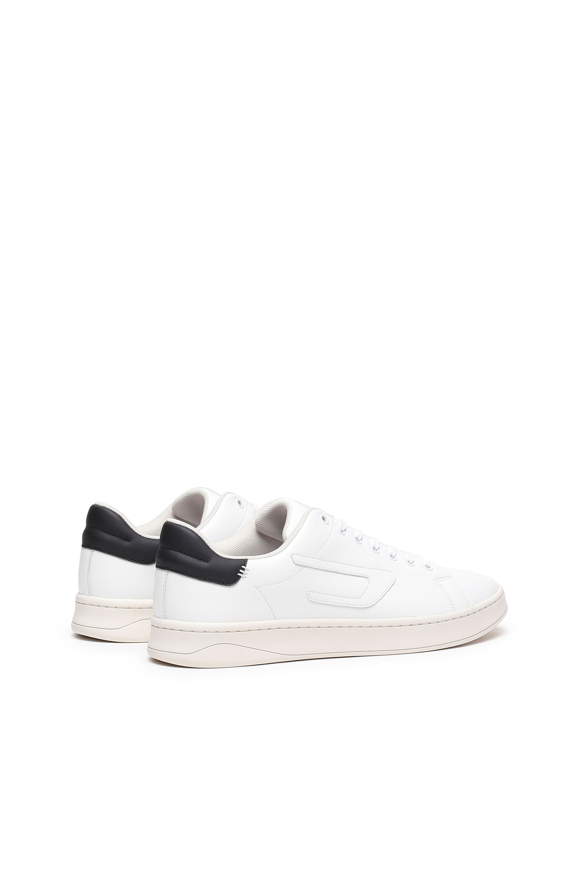 Diesel - S-ATHENE LOW, Man's S-Athene Low-Low-top leather sneakers with D patch in White/Black - 3