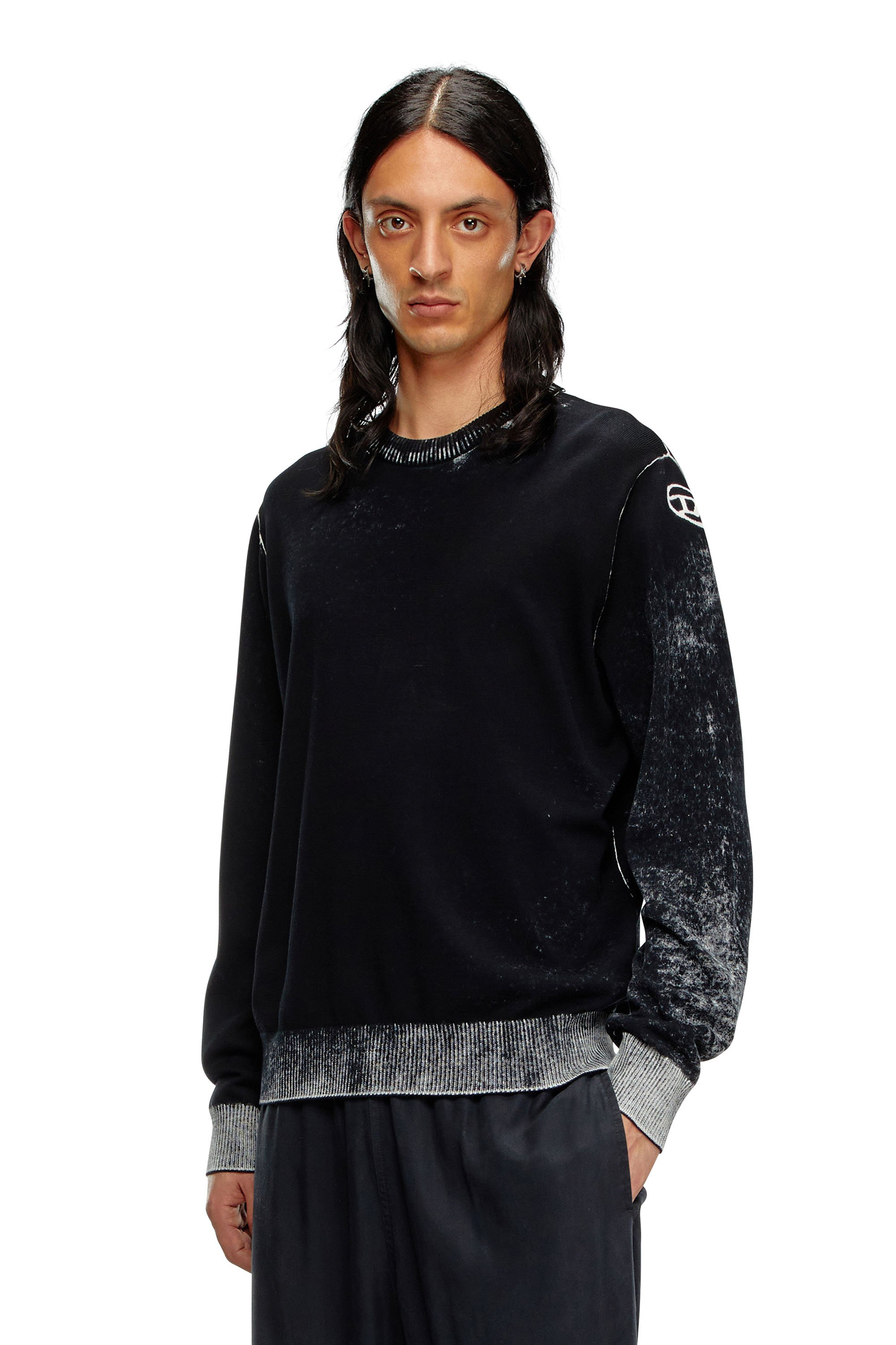 Diesel - K-LARENCE-B, Man's Reverse-print cotton jumper in Black - 1