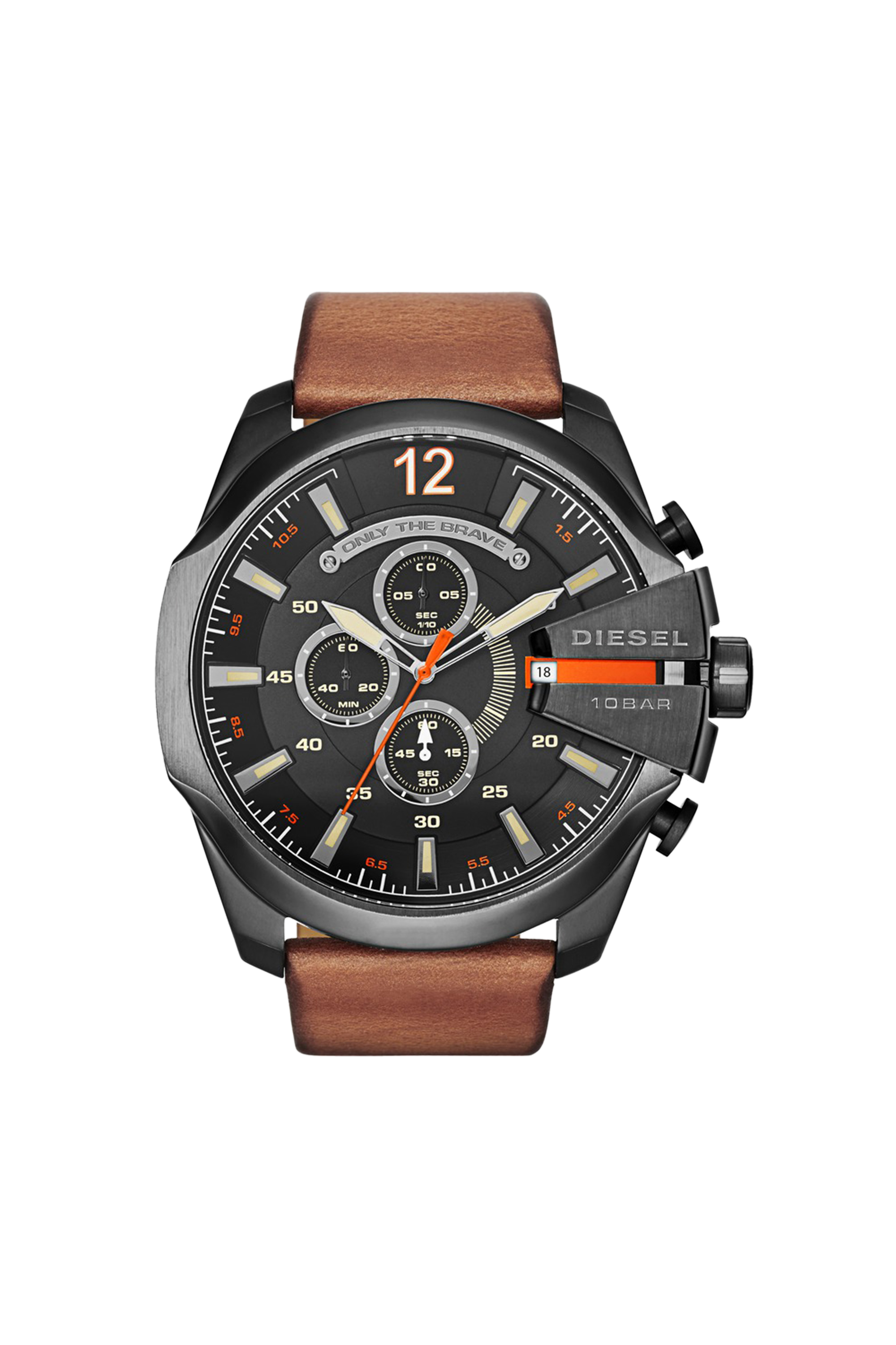 Diesel - DZ4343 MEGA CHIEF, Man's Mega Chief brown leather watch in Brown - 1