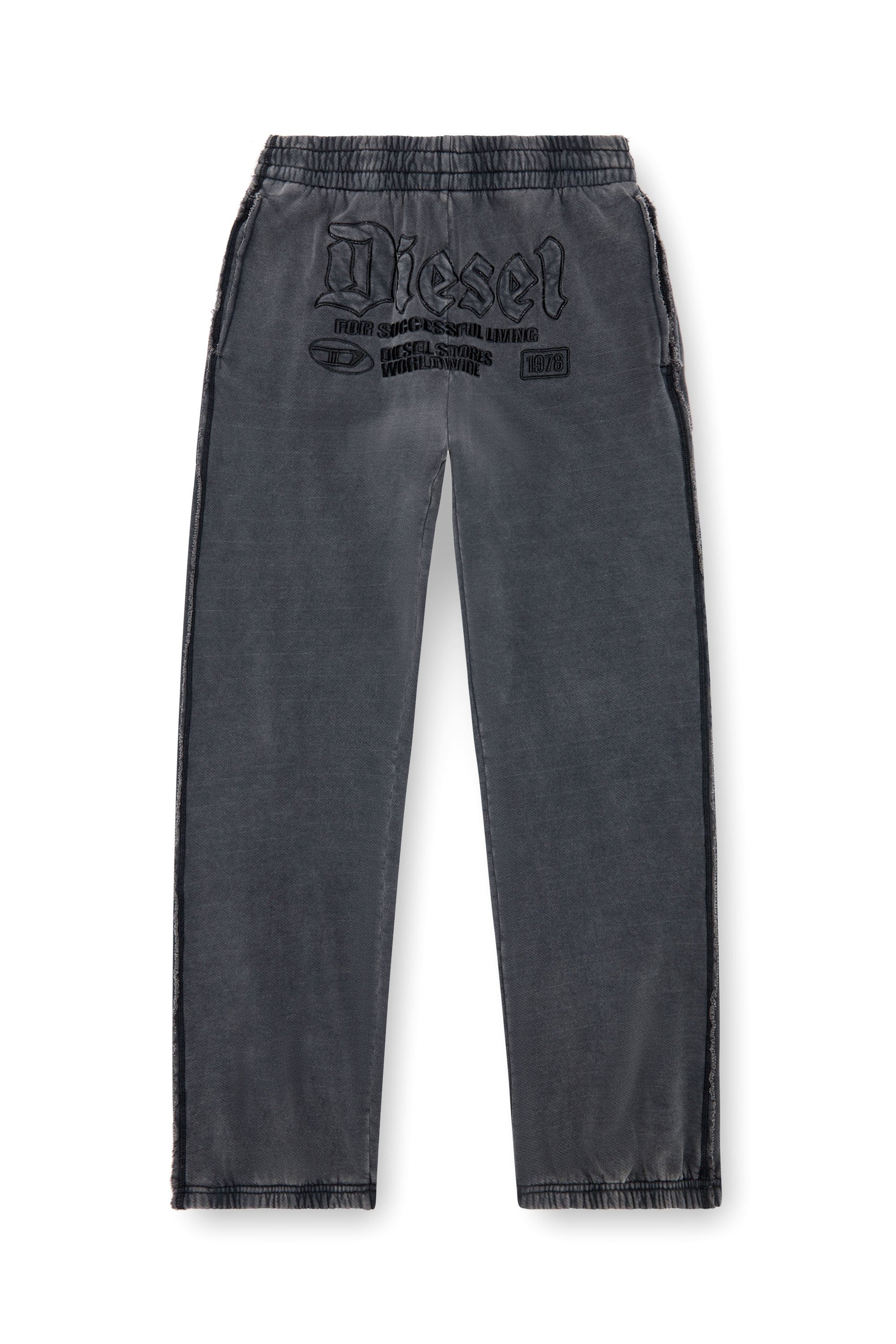 Diesel - P-MARKY-RAW, Man's Track pants with embroidered logos in Black - 4