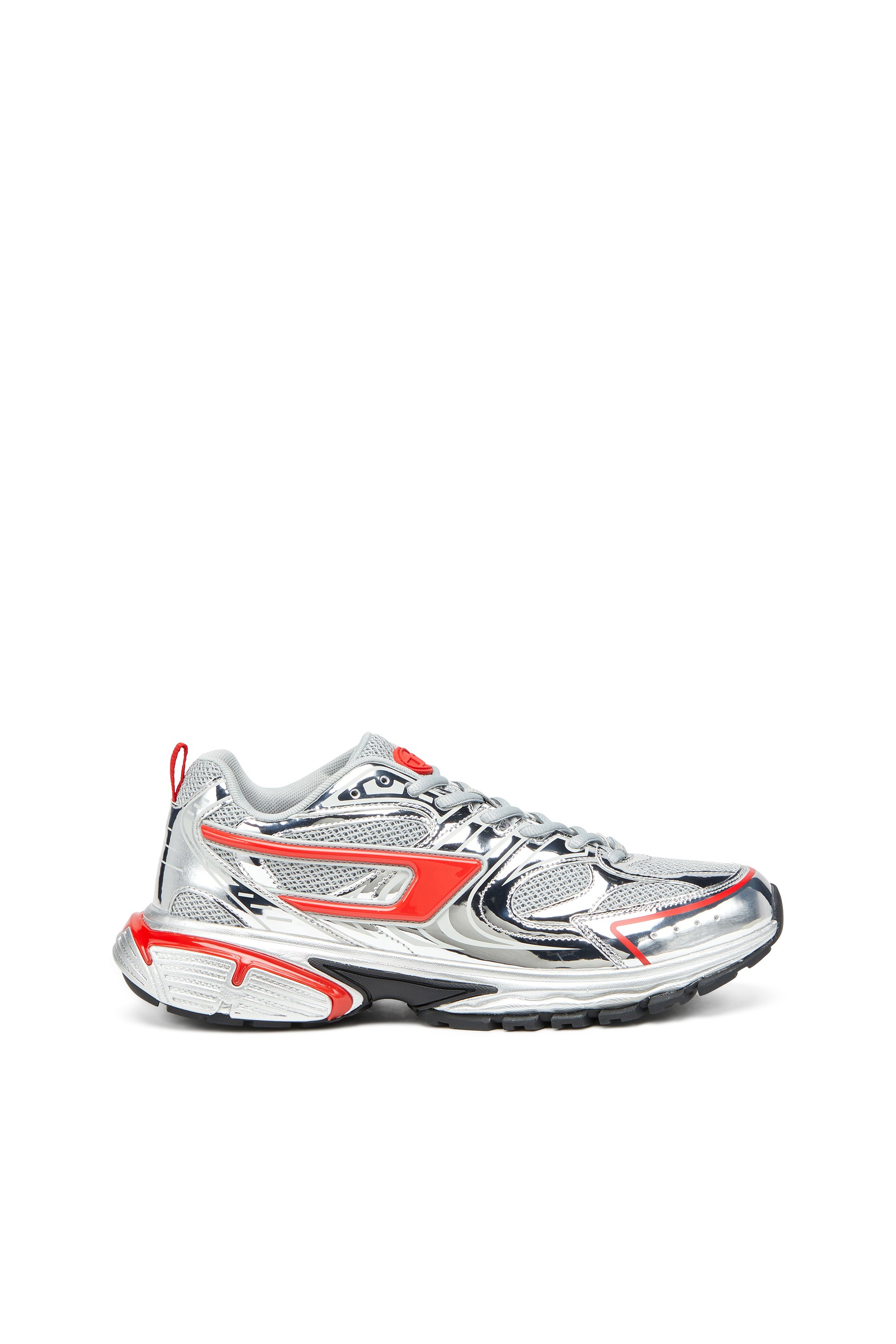 Diesel - S-SERENDIPITY PRO-X1, Man's S-Serendipity-Mesh sneakers with metallic overlays in Grey/Red - 1