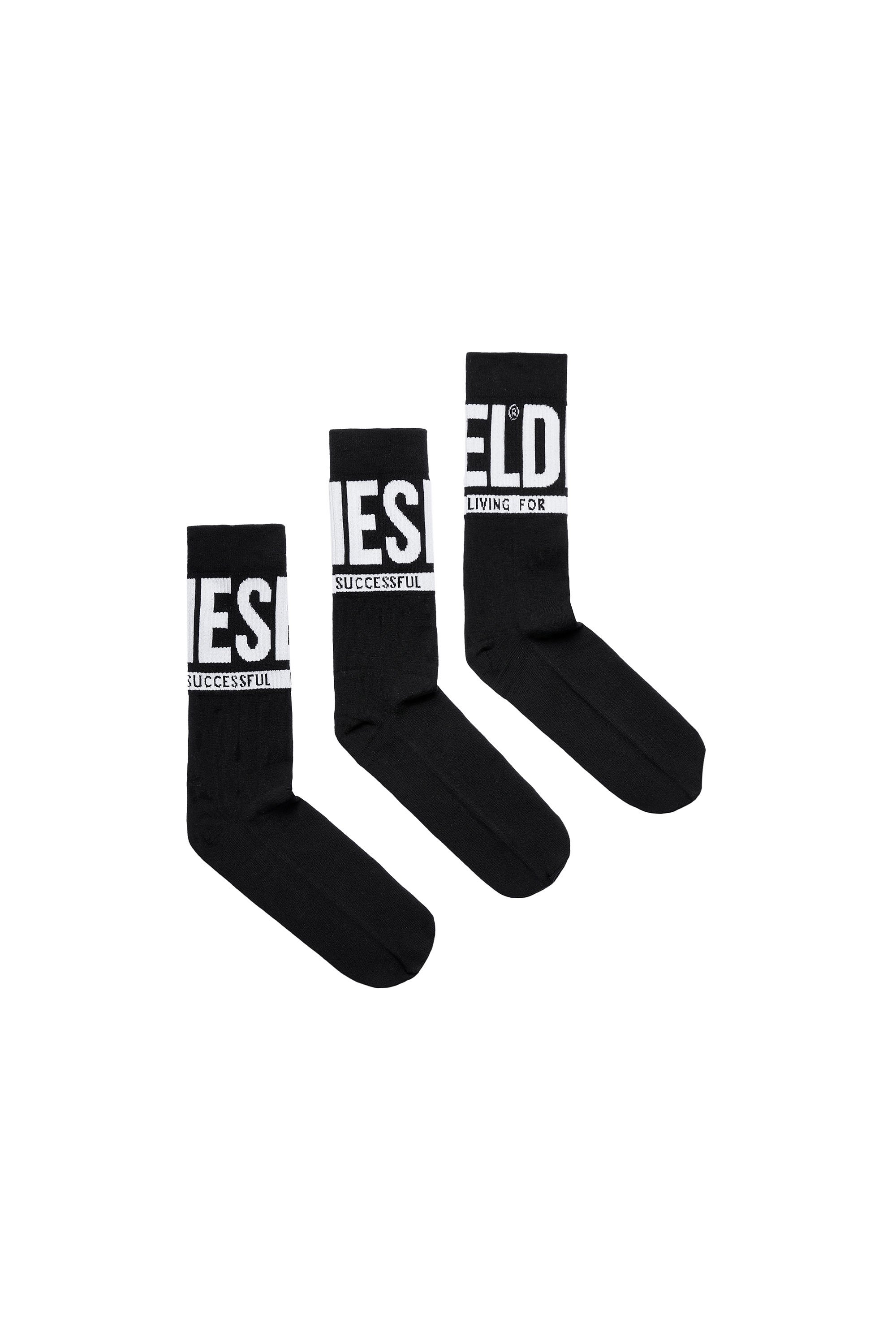 Diesel - SKM-RAY-THREEPACK, Set de 3 pares de calcetines con logo Diesel Hombre in Negro - 1