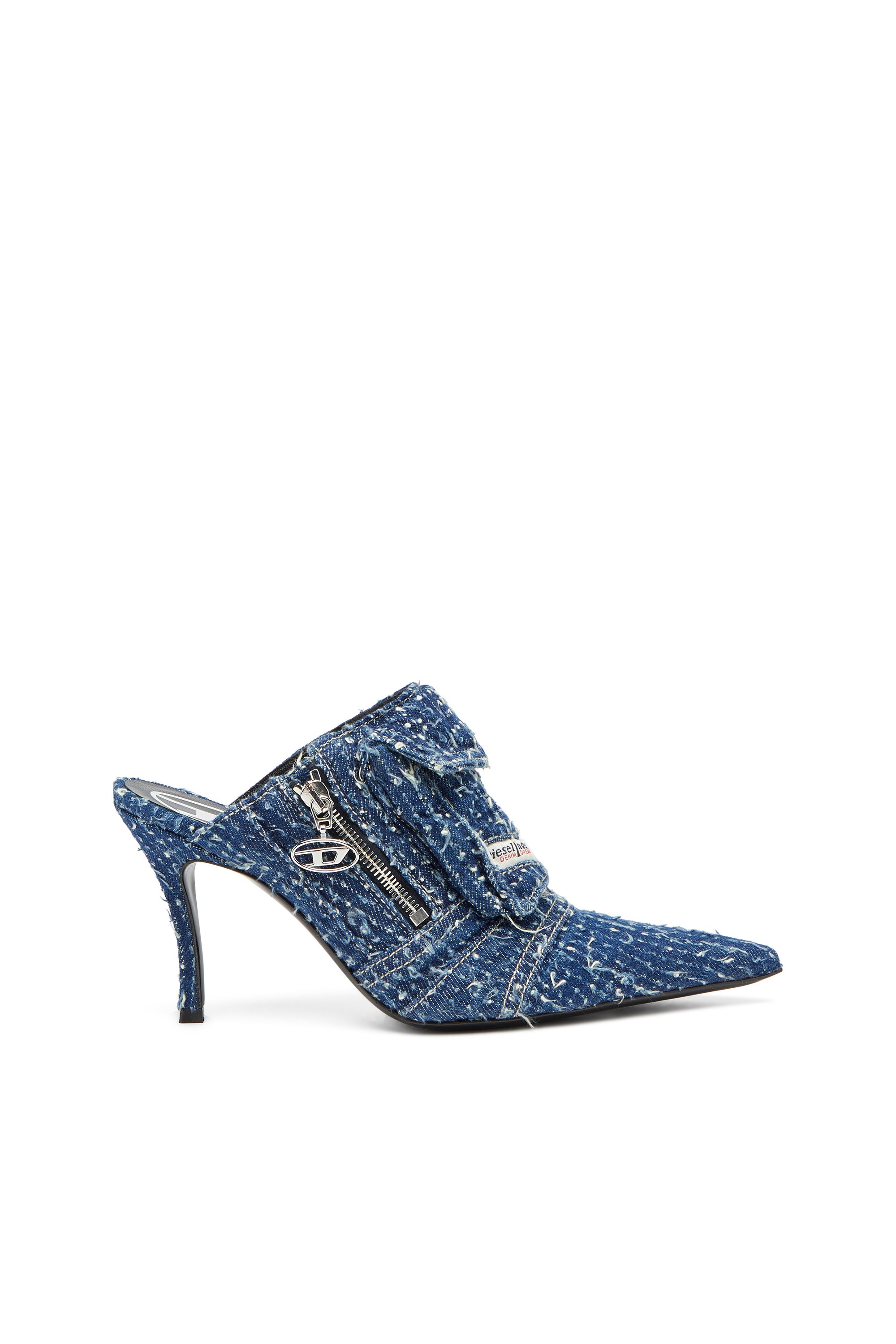 Diesel - D-VENUS POCKET ML, D-Venus-Zapatos sin talón y con tacón de denim bouclé Mujer in Azul marino - 1