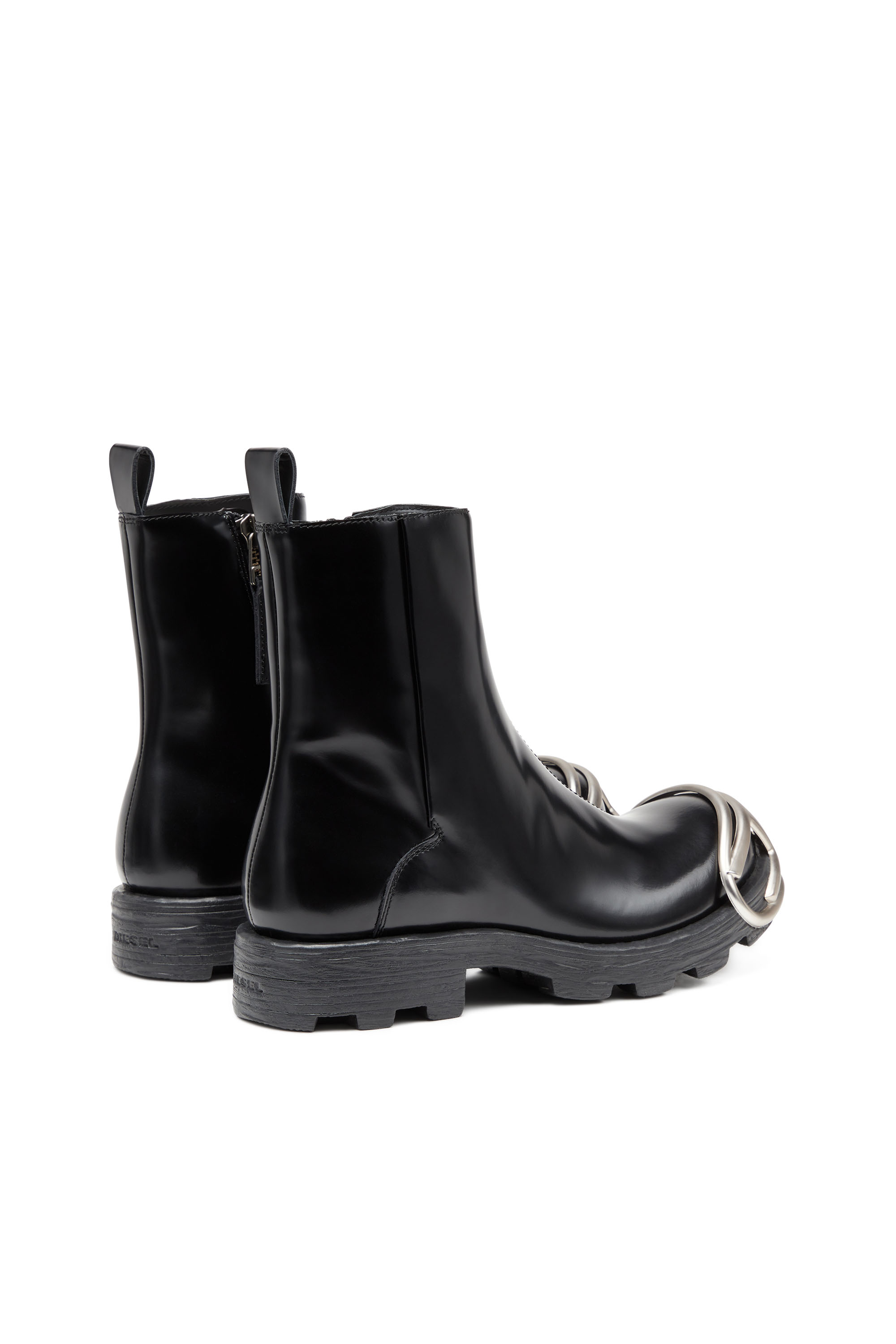 Diesel - D-HAMMER BT ZIP D, D-Hammer-Botines Chelsea de cuero con punteras Oval D Hombre in Negro - 3