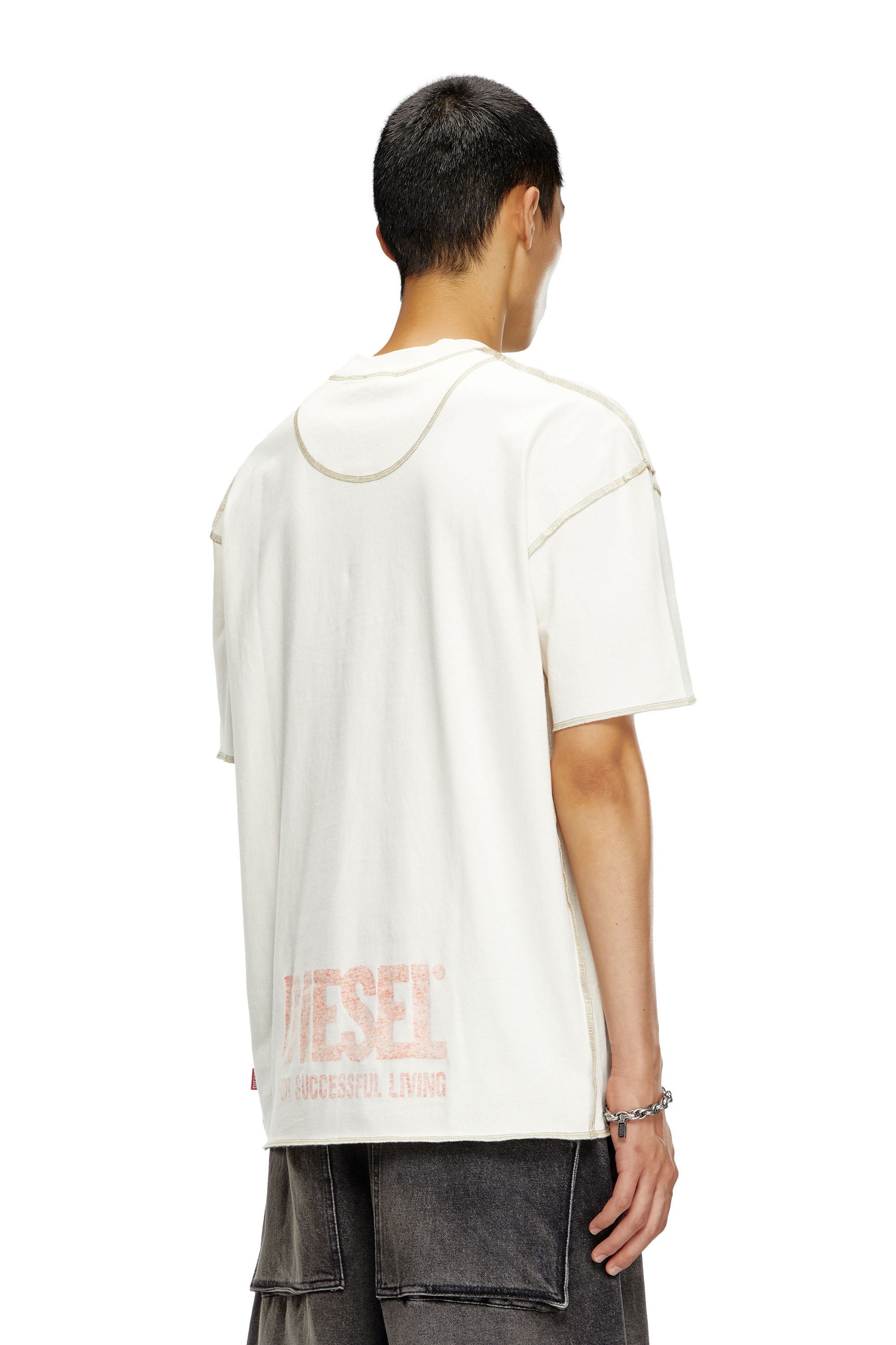 Diesel - T-CRAOR, Man's T-shirt with inside-out effect in White - 2