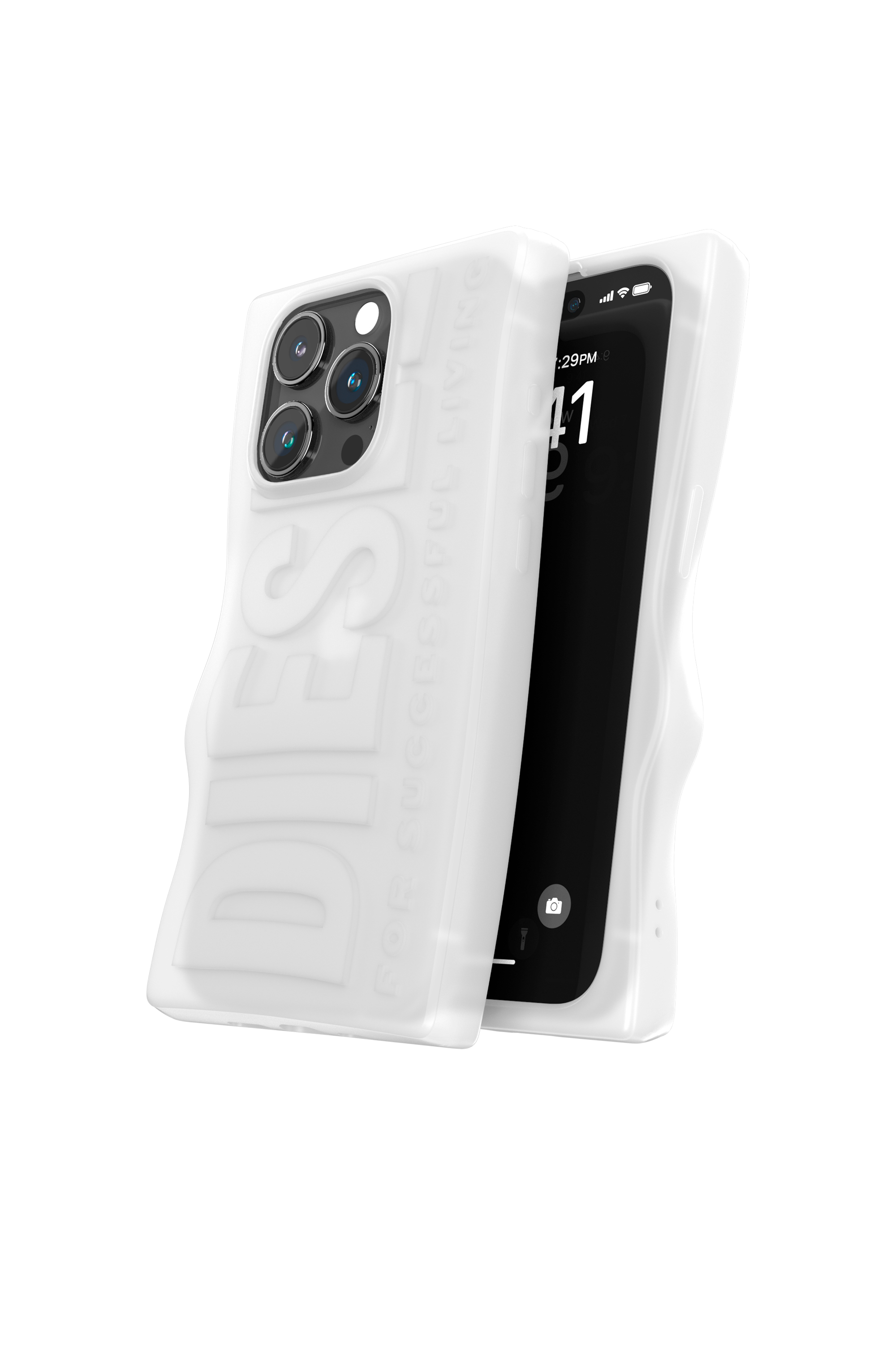 Diesel - 54124 MOULDED CASE, Unisex's D By case iP15 Pro in White - 3