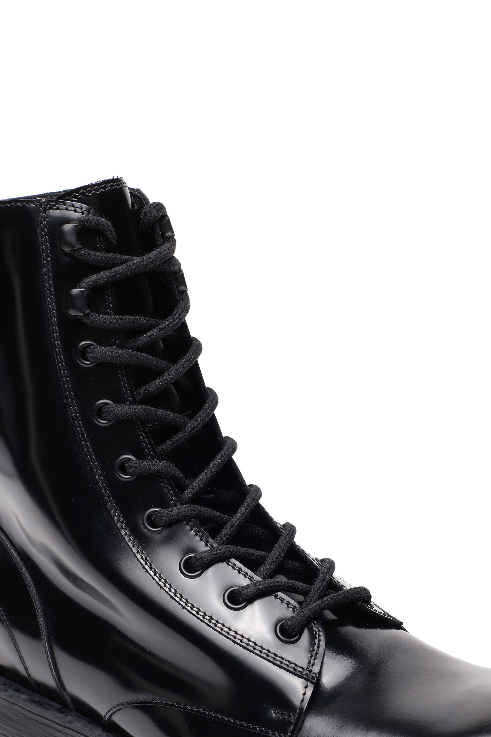 Diesel - D-HAMMER BT, Man's D-Hammer-Combat boots in glossed leather in Black - 5