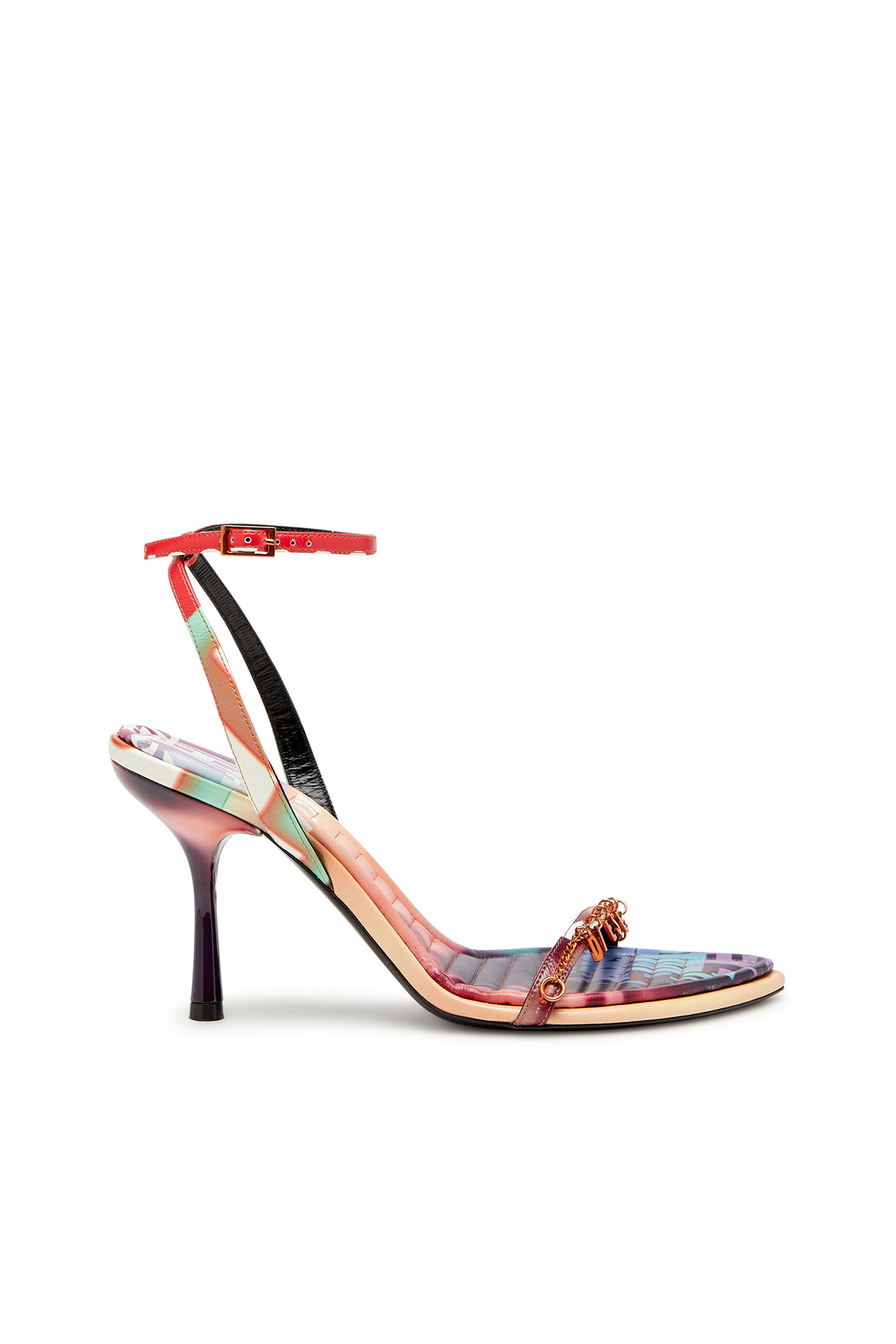 Diesel - D-VINA CHARM SDL, Woman's D-Vina Charm-Strappy sandals in poster-print leather in Multicolor - 1