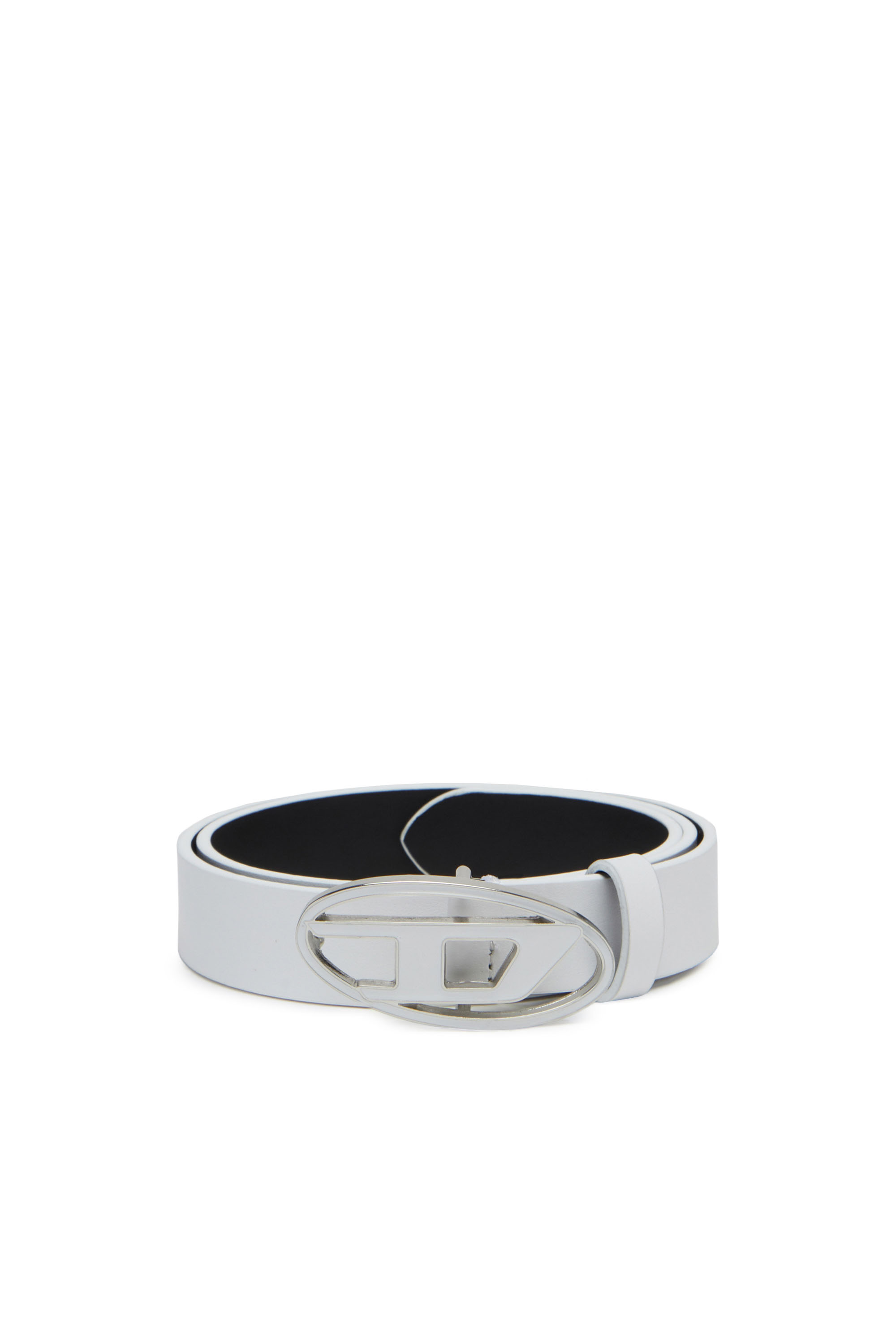 Diesel - B-1DR 25, Woman's Leather belt with enamelled buckle in White - 1