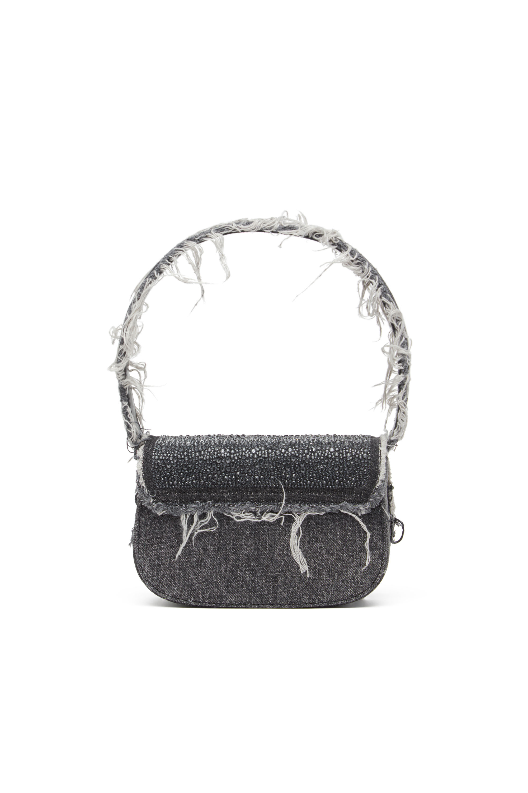 Diesel - 1DR, Woman's 1DR-Iconic shoulder bag in denim and crystals in Black - 2