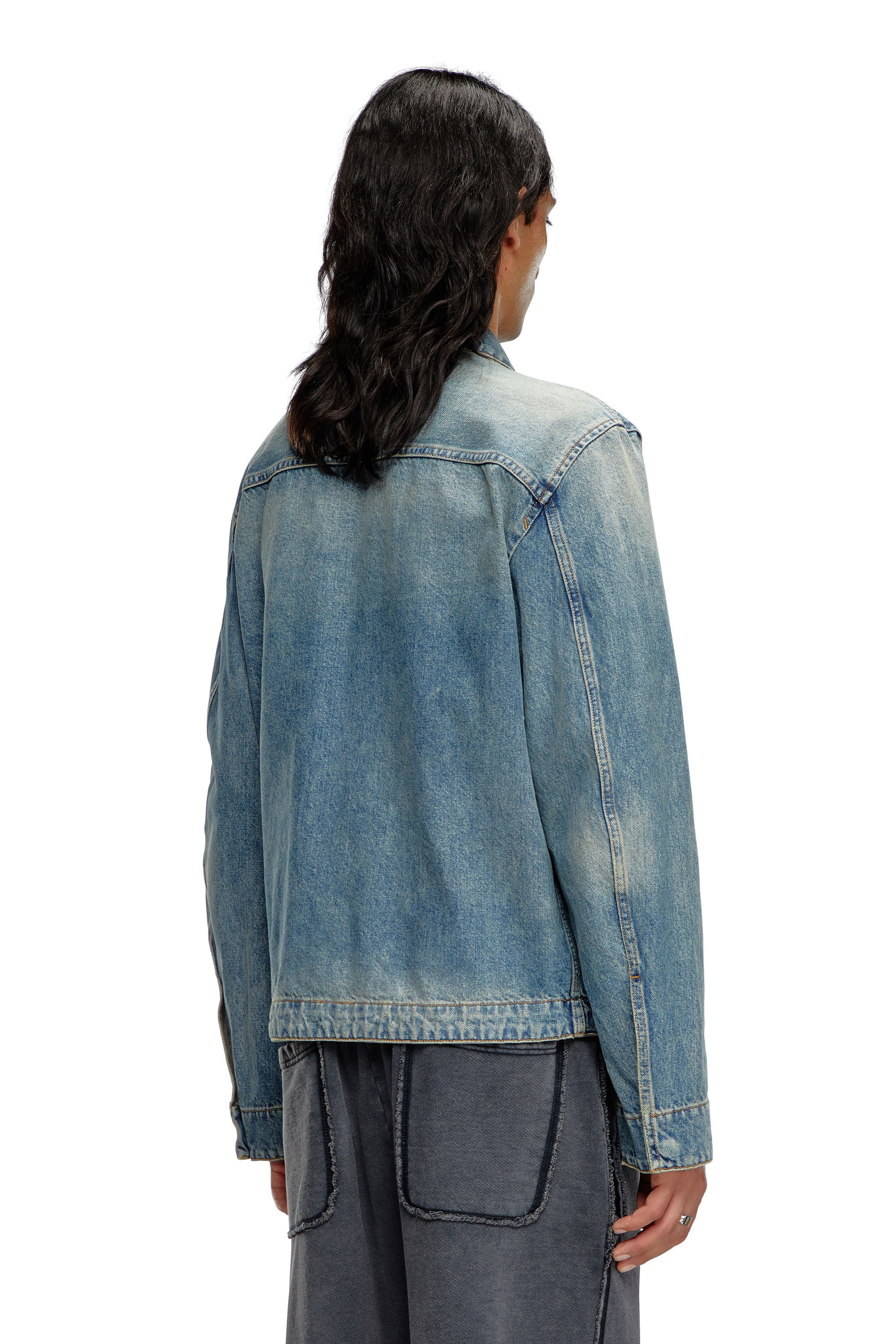 Diesel - D-ROHE, Man's Denim blouson jacket in Light Blue - 3