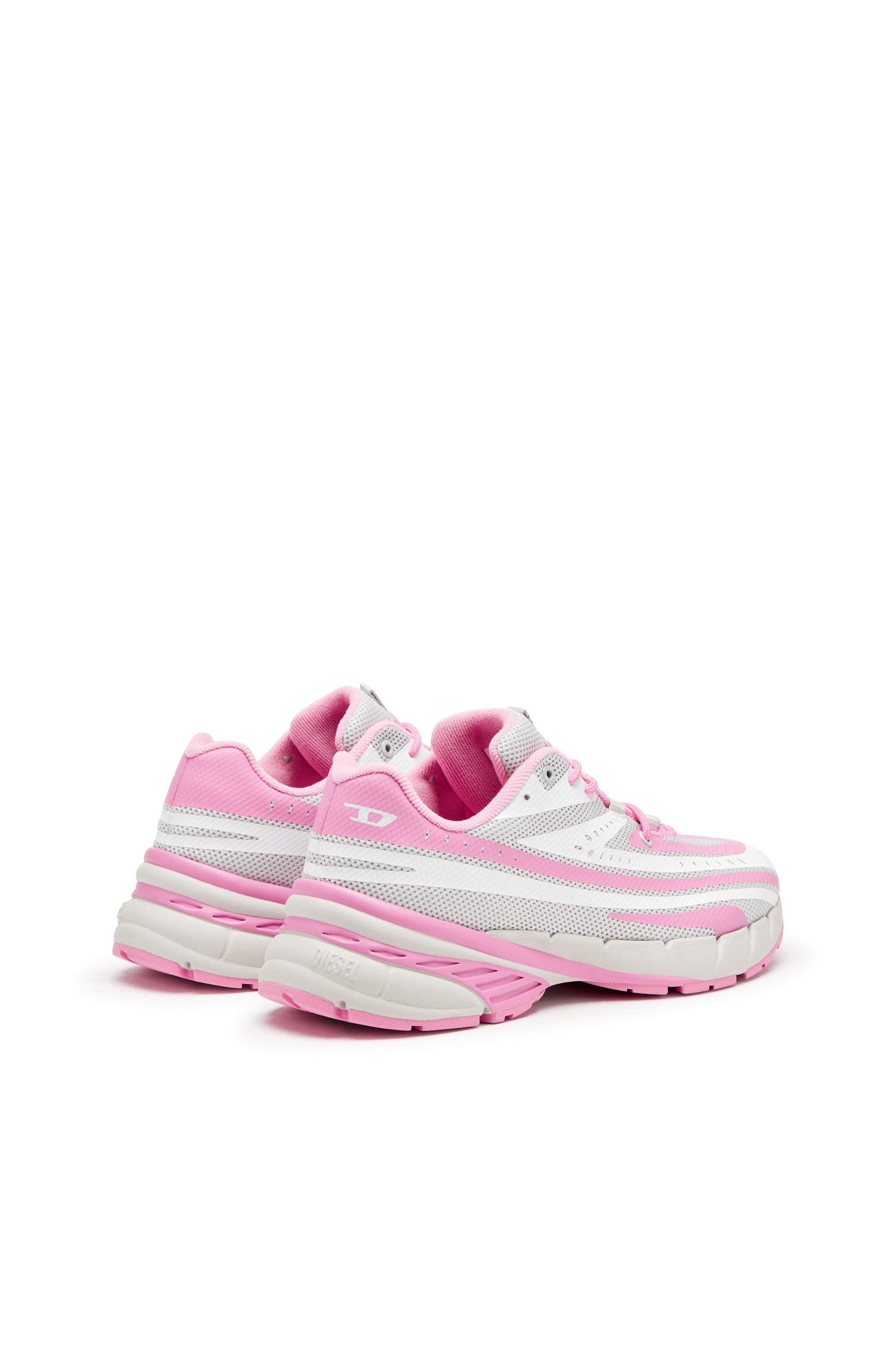 Diesel - D-AIRSPEED LOW W, Woman's D-Airspeed Low-Striped sneakers in coated mesh in Pink/White - 3