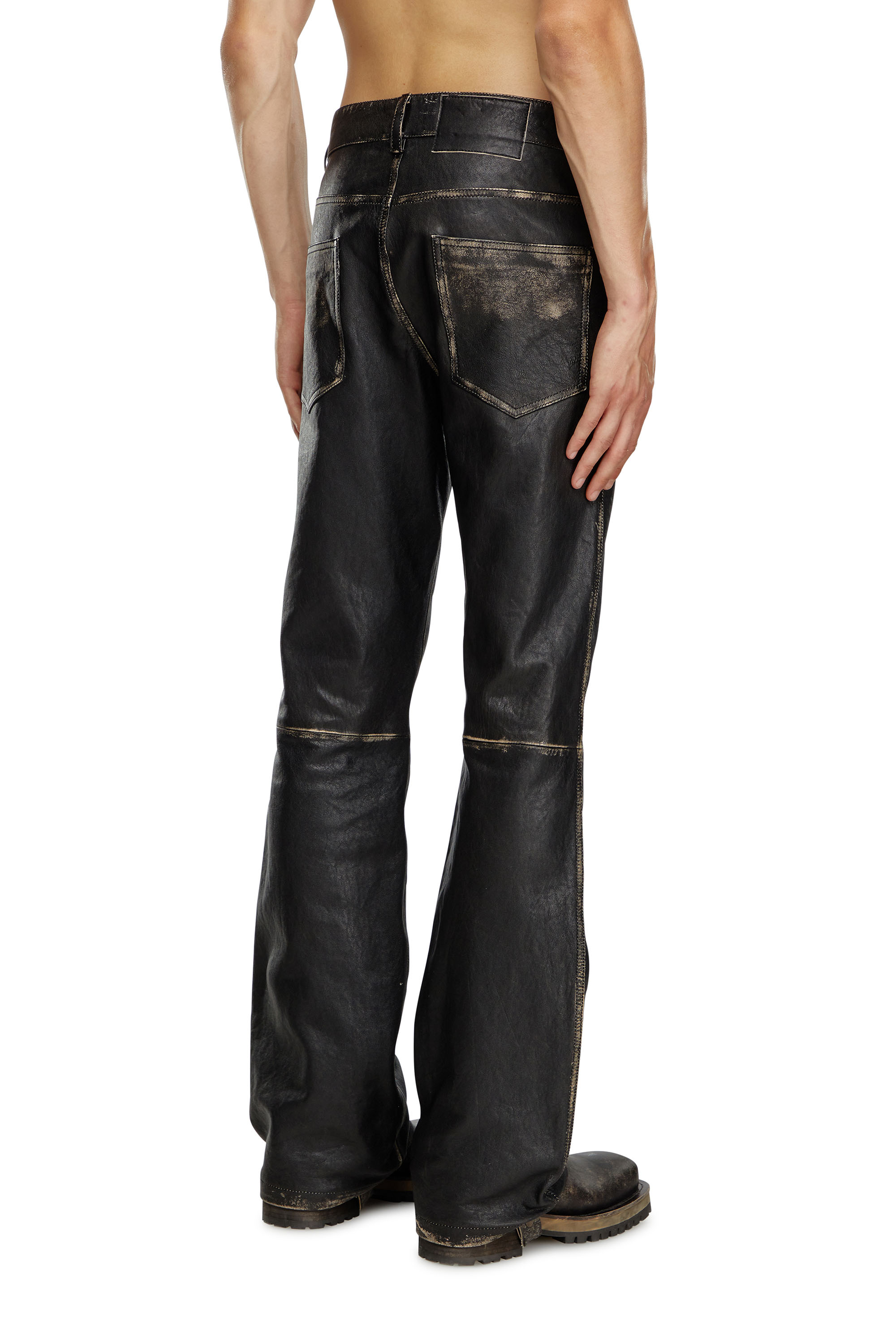 Diesel - P-BLIXIA, Man's Distressed leather pants in Black - 3