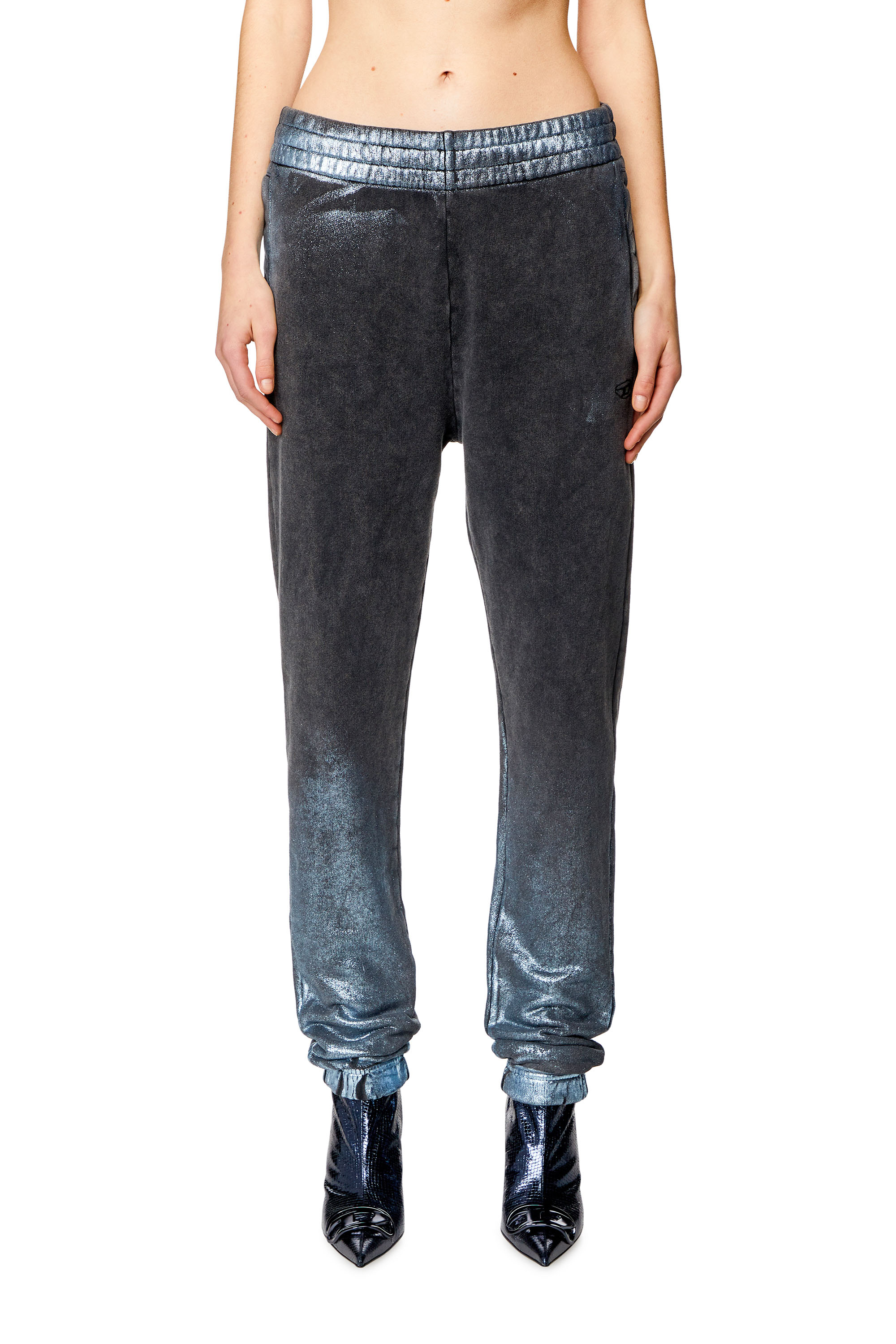 Diesel - P-LEB, Woman's Faded metallic sweatpants in Black/Blue - 1