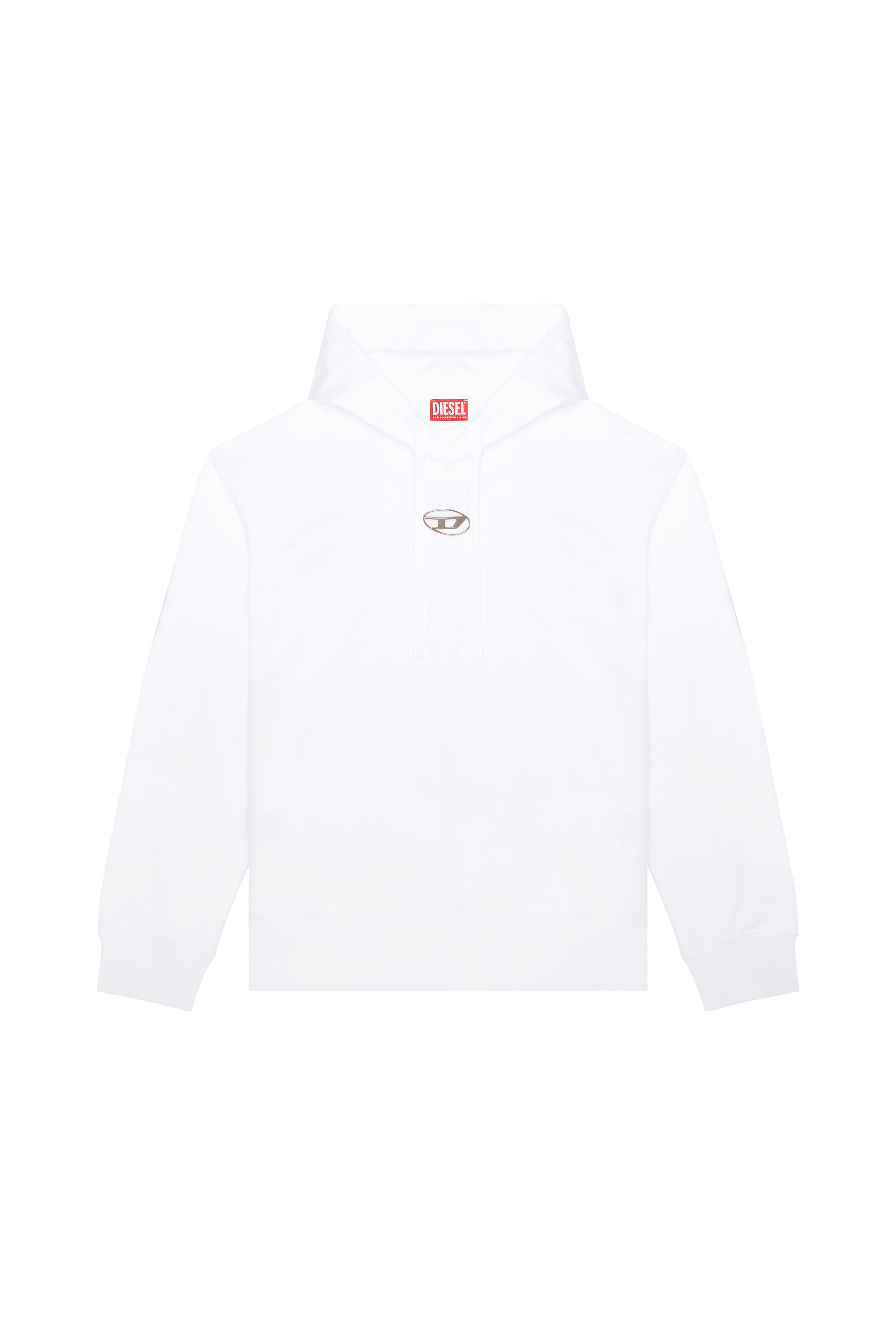 Diesel - S-MACS-HOOD-OD, Sudadera con capucha extragrande con logotipo metálico Hombre in Blanco - 4