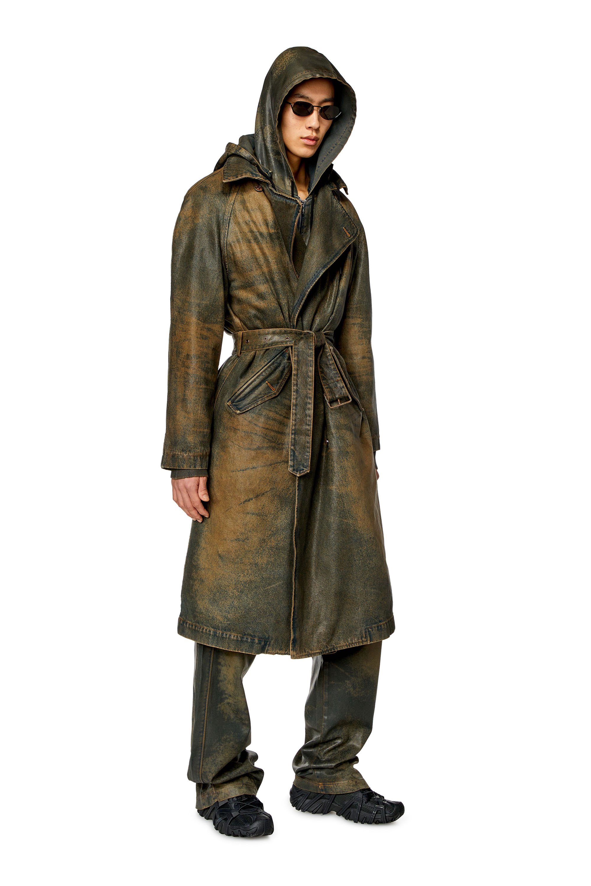 Diesel - CL-J-MATTHEW, Unisex's Trench coat in coated denim in Brown - 1