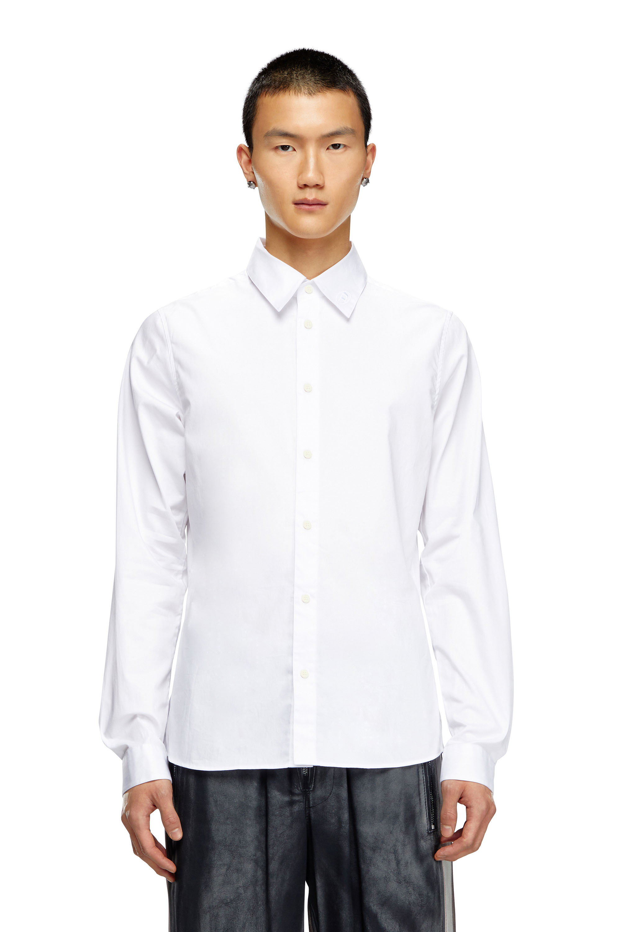 Diesel - S-FITTY-A, Camisa formal con cuello con el logotipo bordado Hombre in Blanco - 1