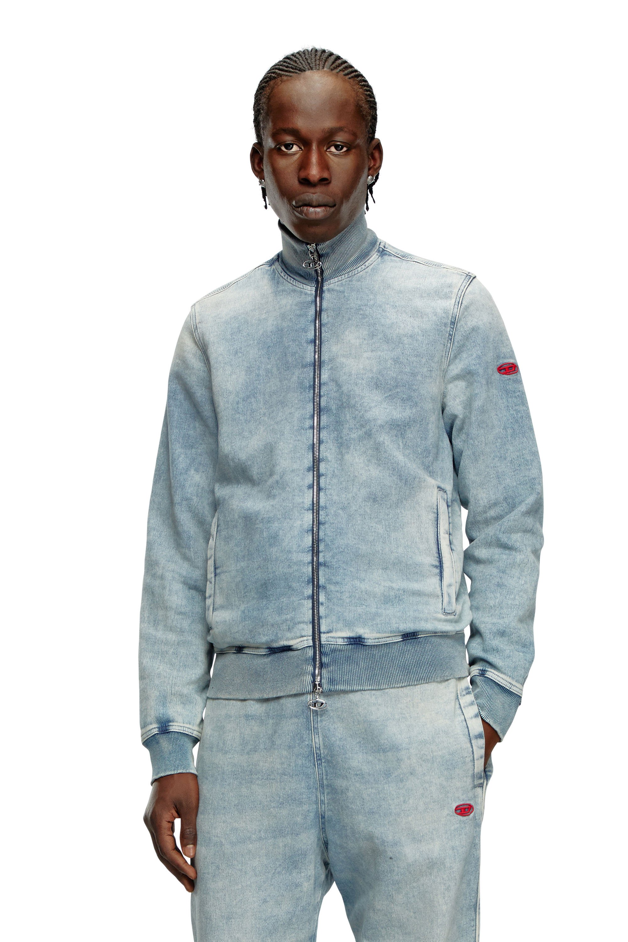 Diesel - D-BUZEE TRACK, Unisex's Zip-up sweater in Track Denim in Light Blue - 1