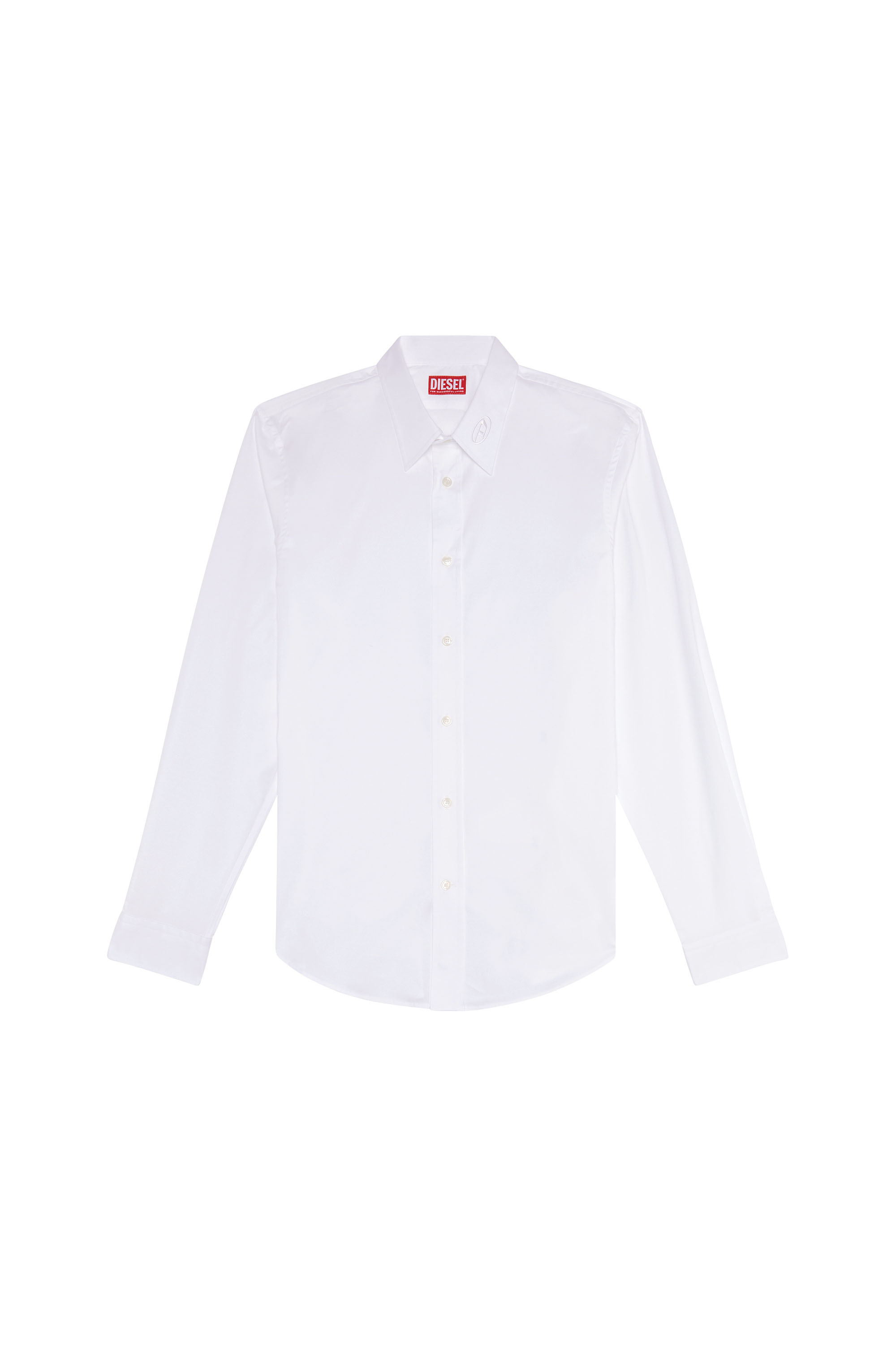 Diesel - S-BENNY-CL, Man's Micro-twill shirt with tonal embroidery in White - 5