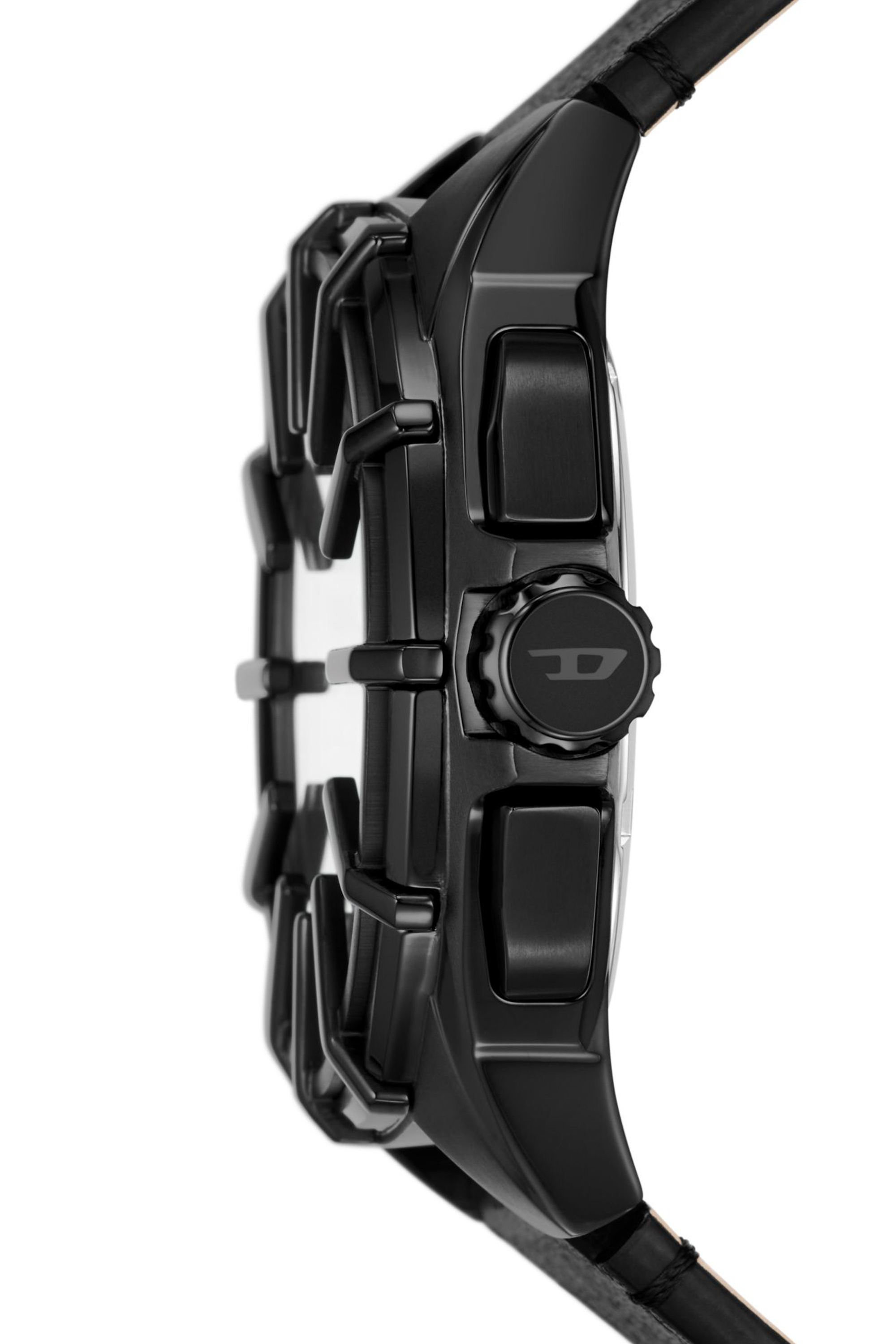 Diesel - DZ4658, Man's Framed black leather watch in Black - 3