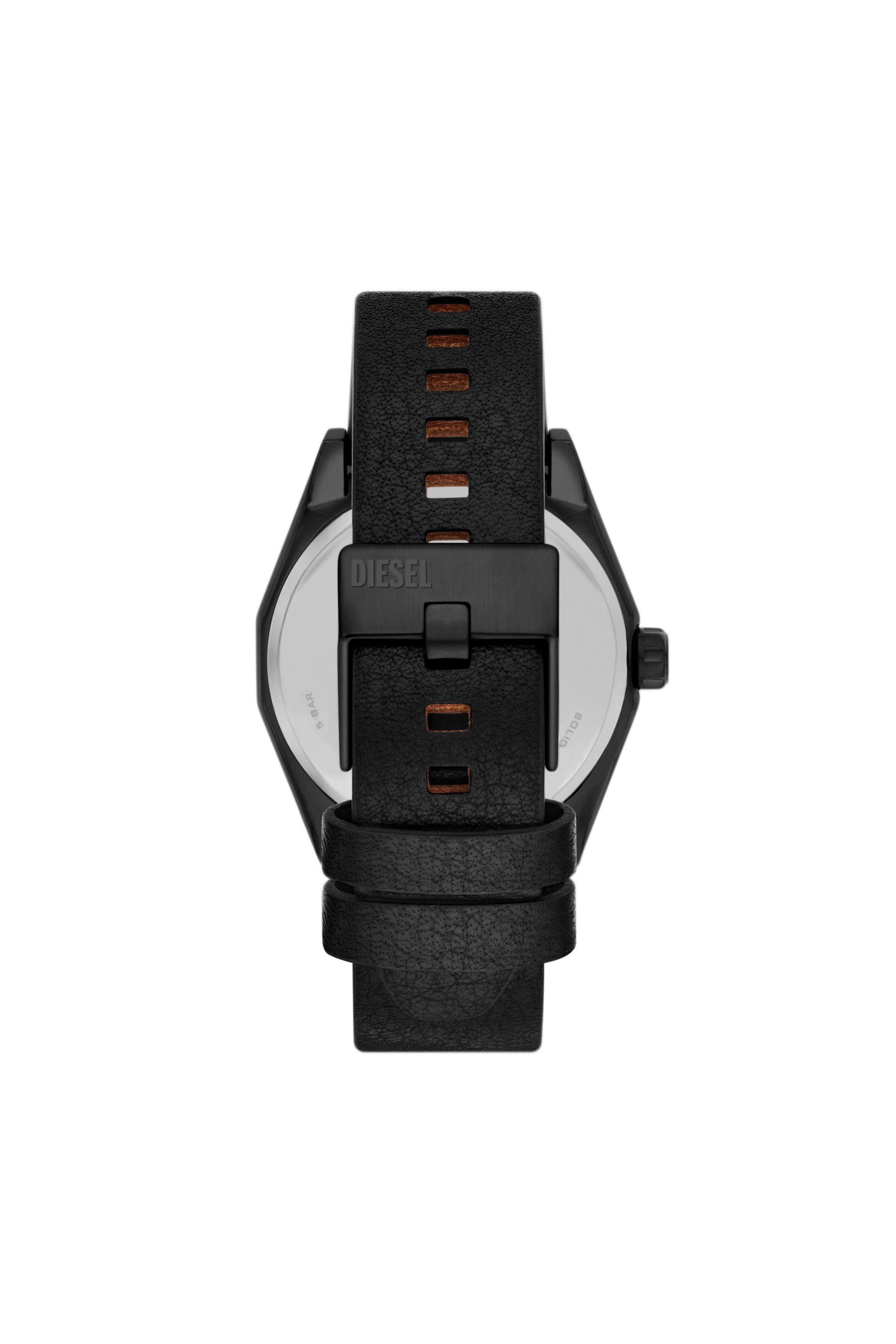 Diesel - DZ2175, Man's Scraper Black Leather Watch in Black - 2