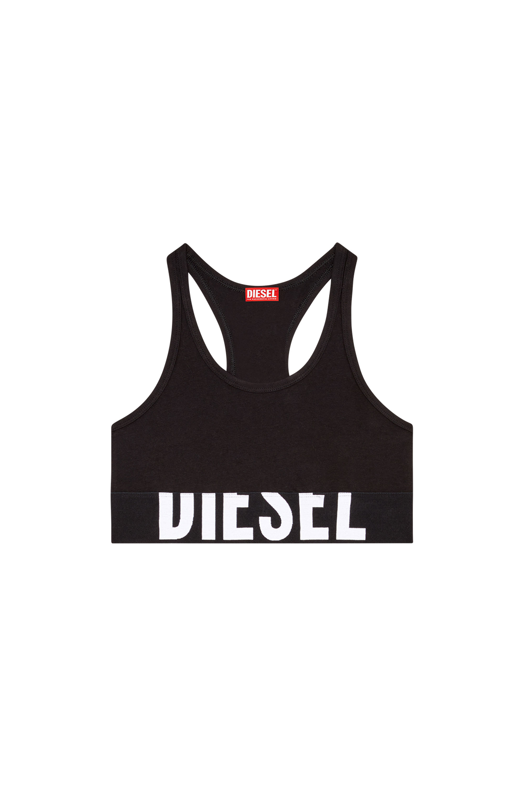 Diesel - UFSB-COTTON-RACE-BRALETTE-XL, Woman's Sports bra with cut-off logo in Black - 4