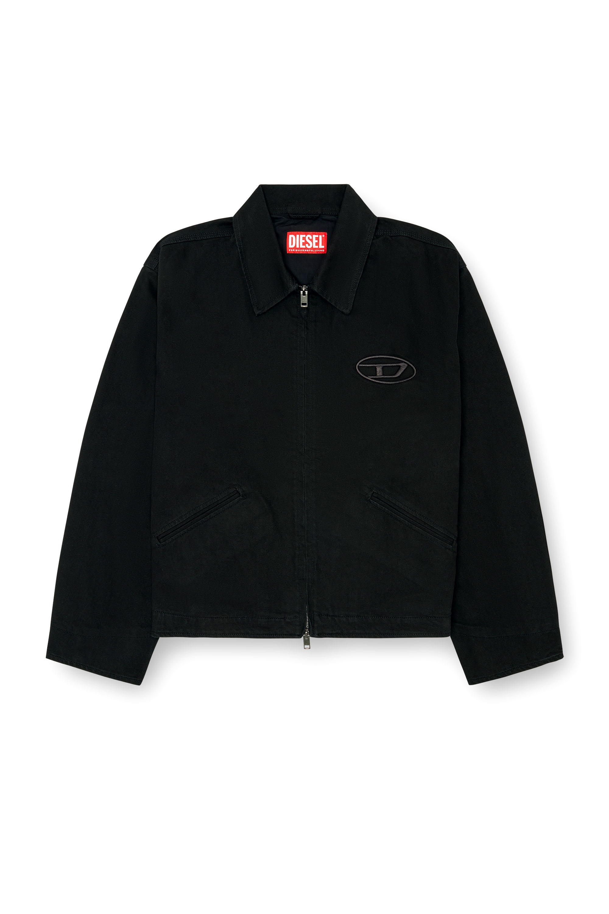 Diesel - J-TAYLOR-BLEACH, Man's Denim blouson jacket with bleached logo in Black - 5