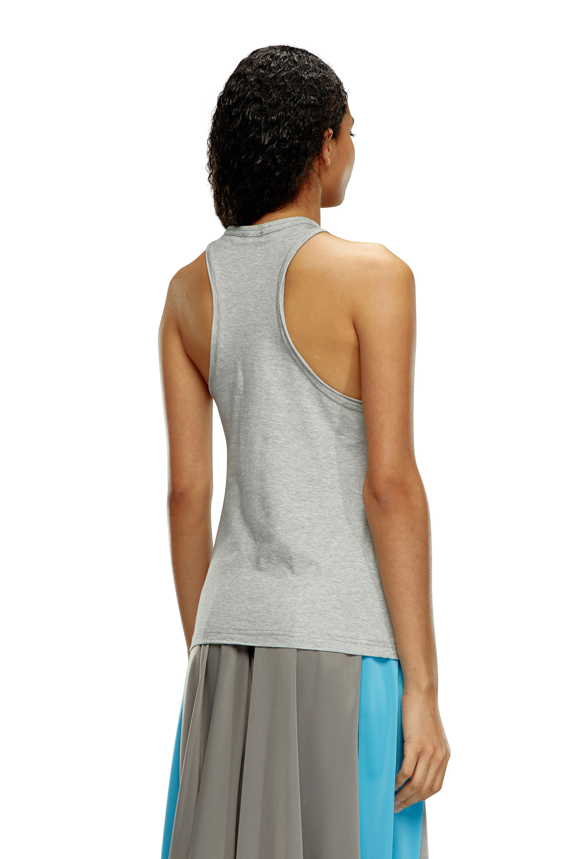 Diesel - T-ZELIE, Woman's College tank top with twisted front in Light Grey - 3