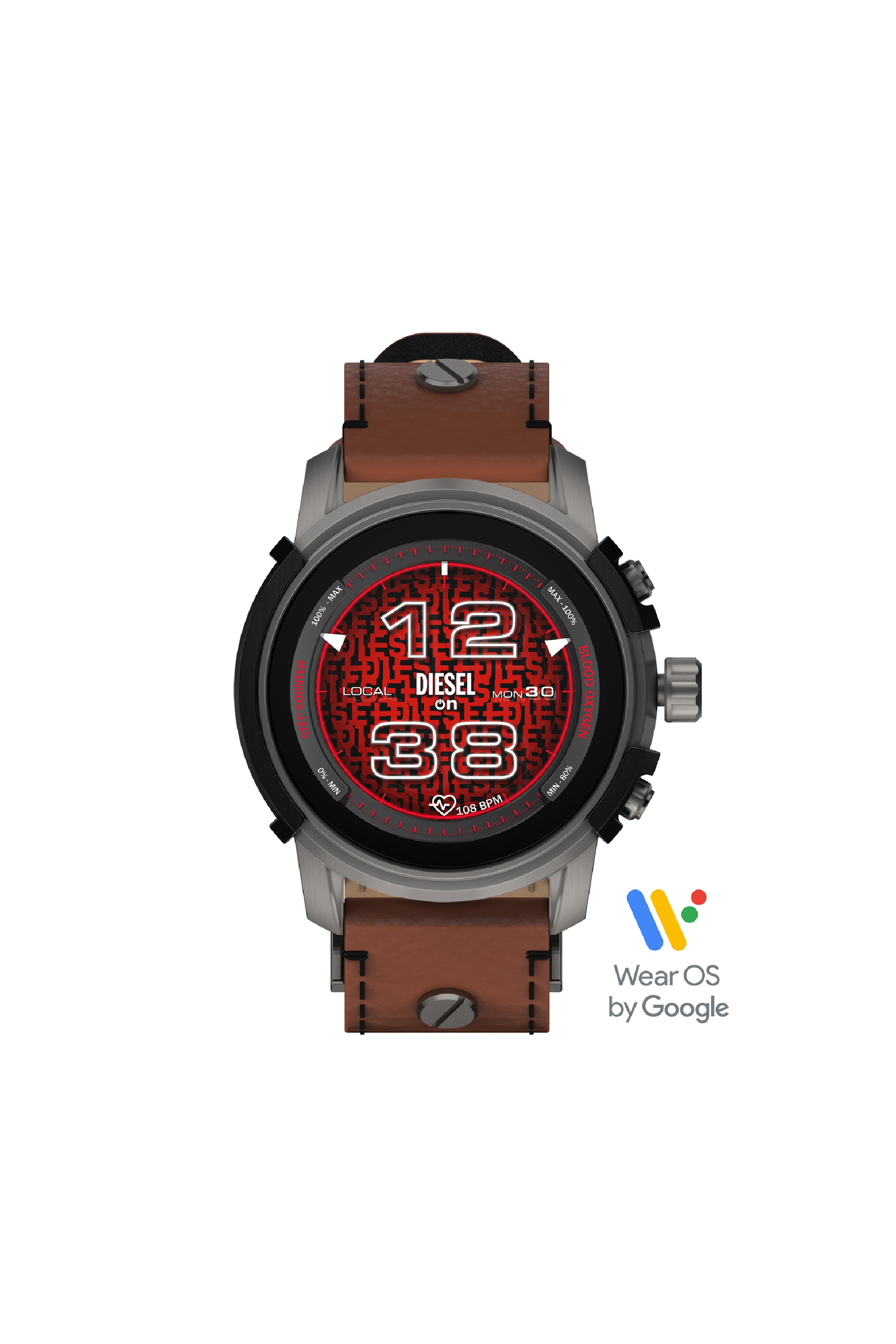 Diesel - DZT2043, Man's Griffed leather smartwatch in Brown - 5