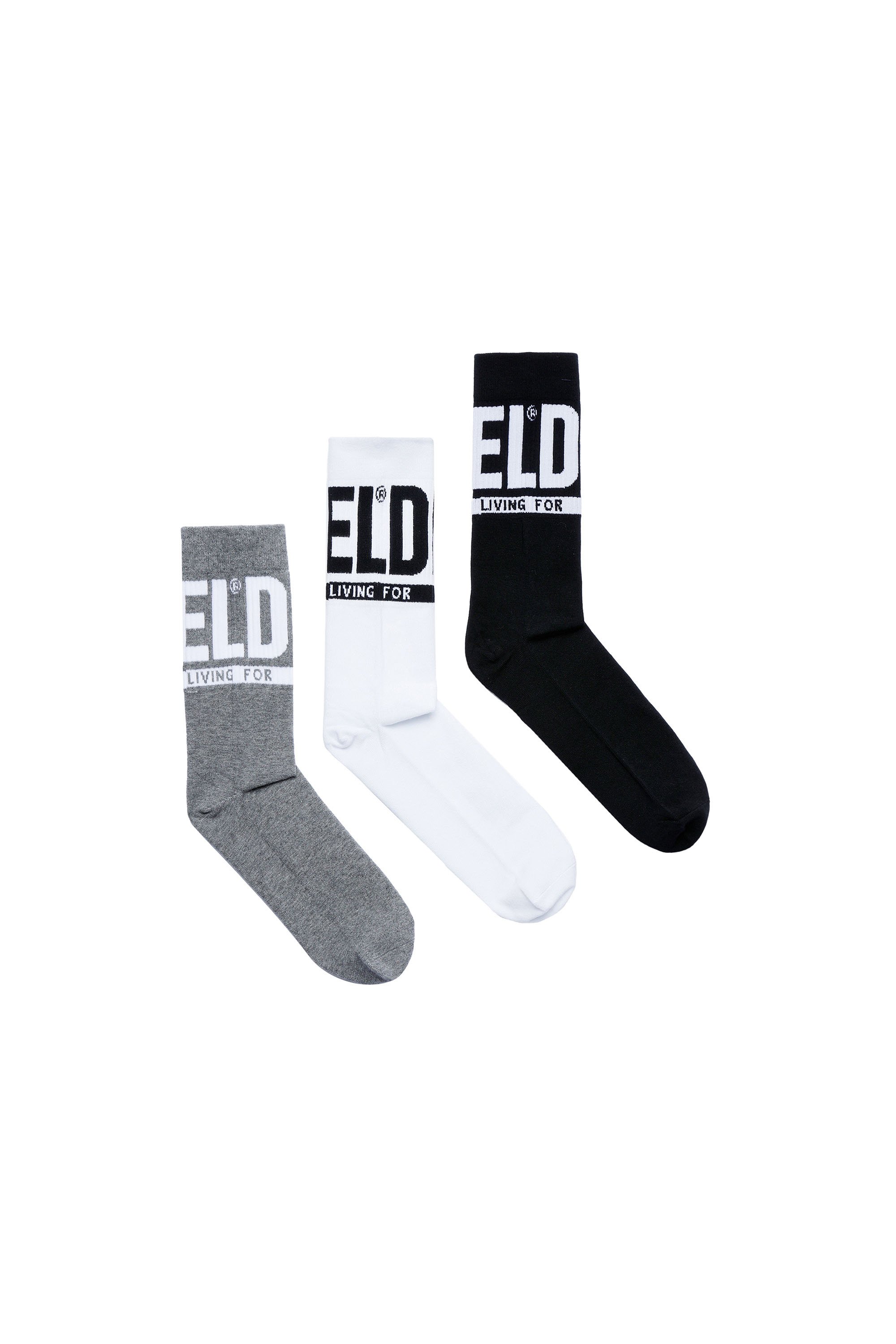 Diesel - SKM-RAY-THREEPACK, Man's 3-pack socks with Diesel logo in Grey/White - 1