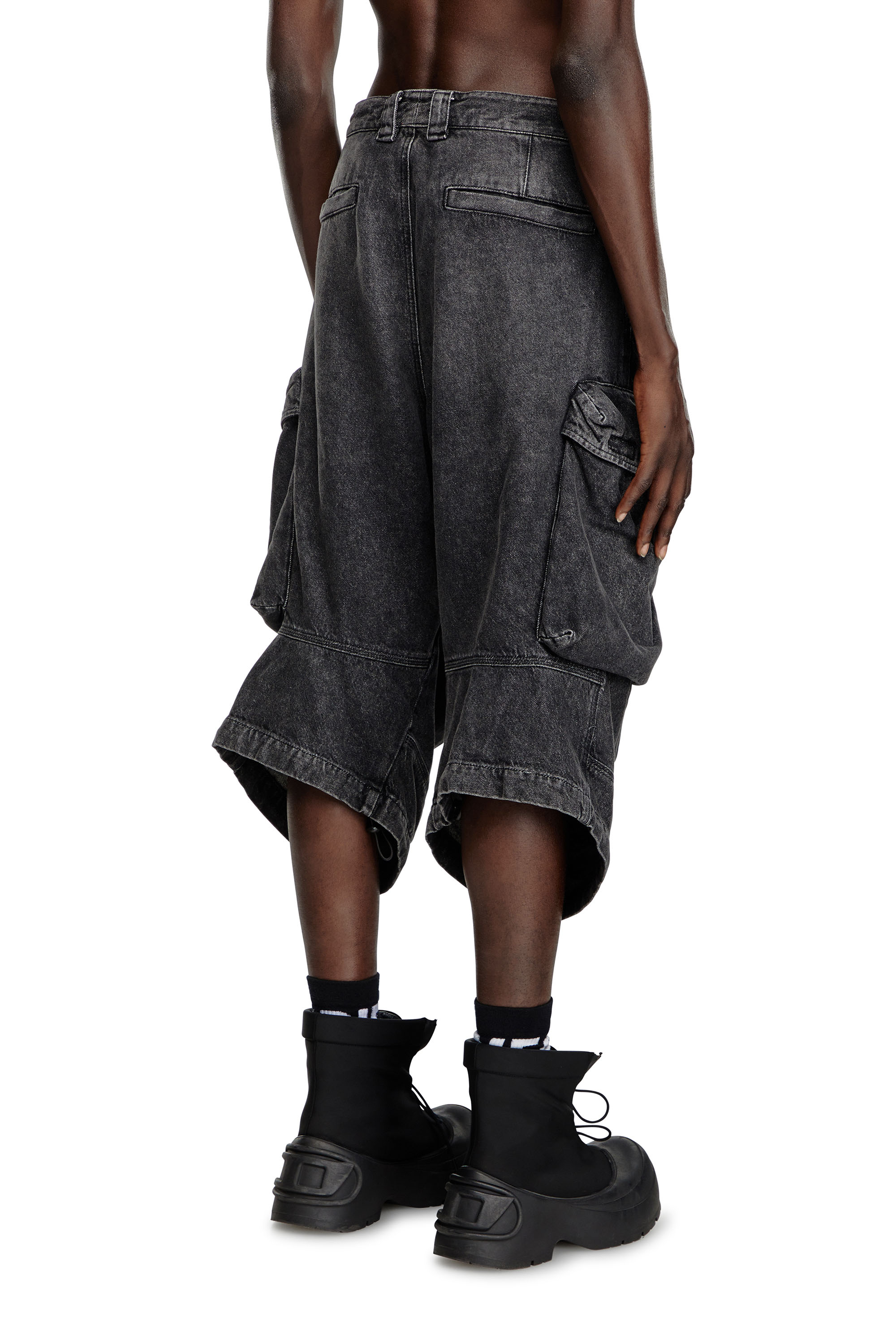 Diesel - D-ARNE-SHORT-S, Man's Long shorts in denim with cargo pockets in Black - 3