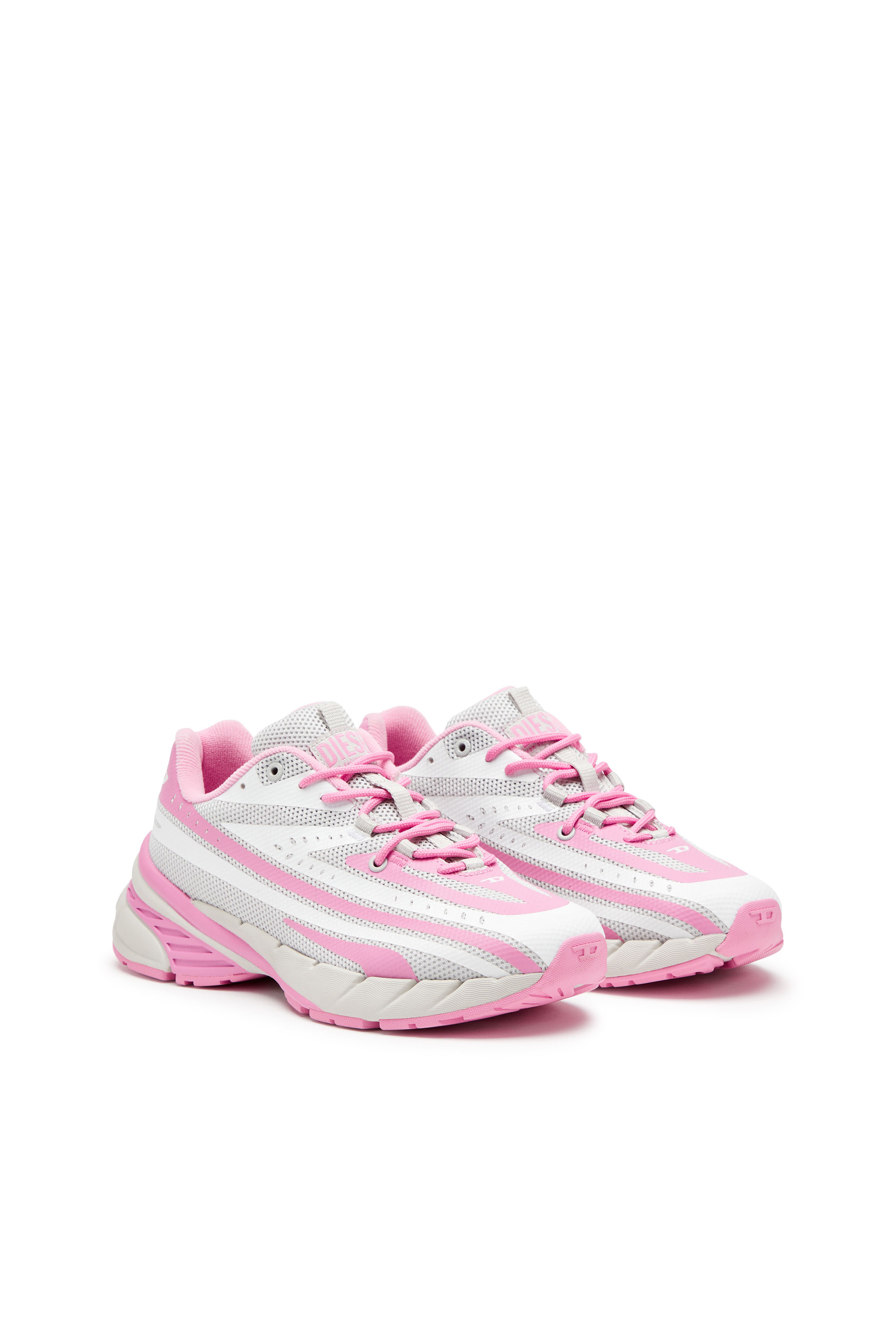 Diesel - D-AIRSPEED LOW W, Woman's D-Airspeed Low-Striped sneakers in coated mesh in Pink/White - 2