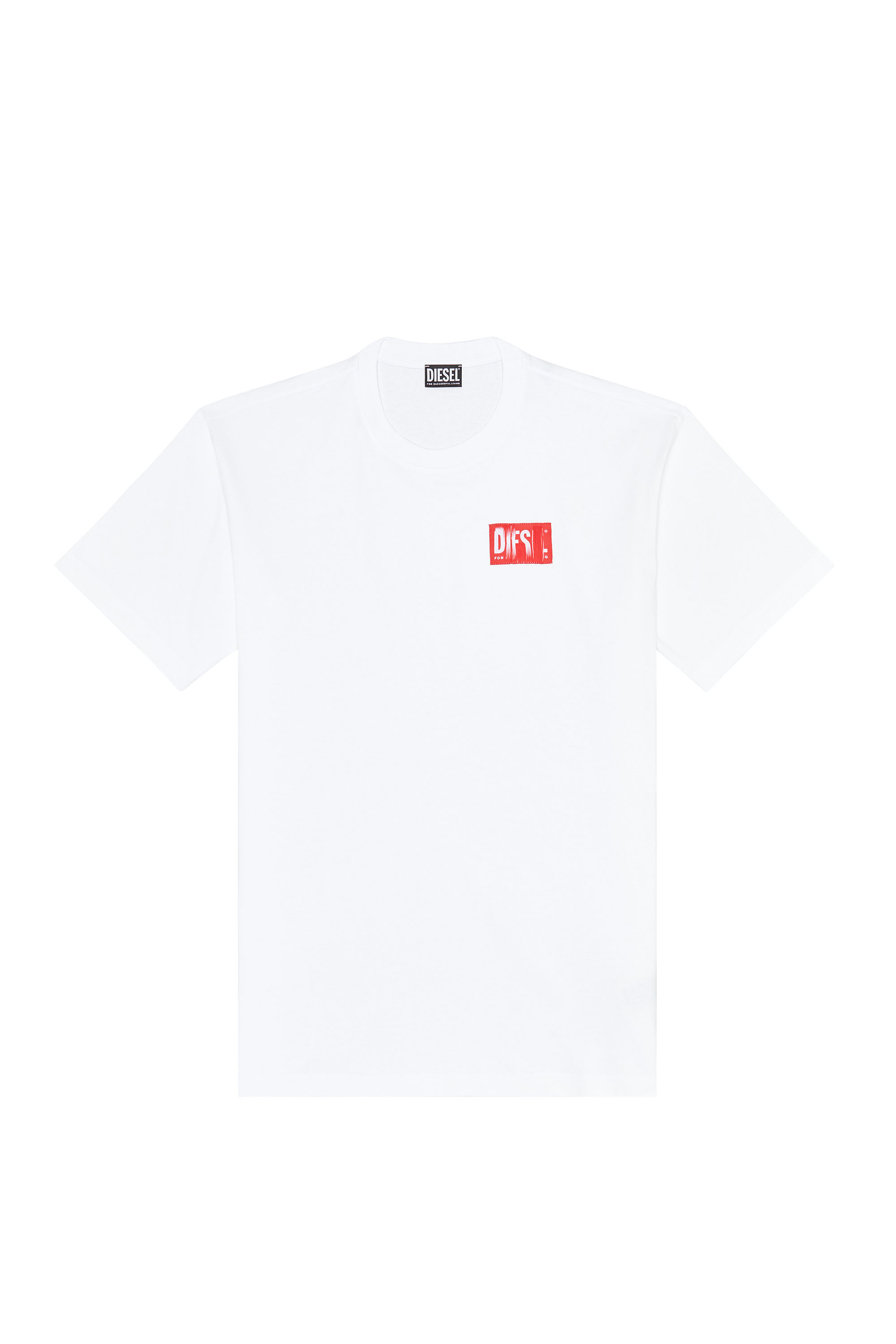 Diesel - T-NLABEL, Man's T-shirt with frayed logo patch in White - 5