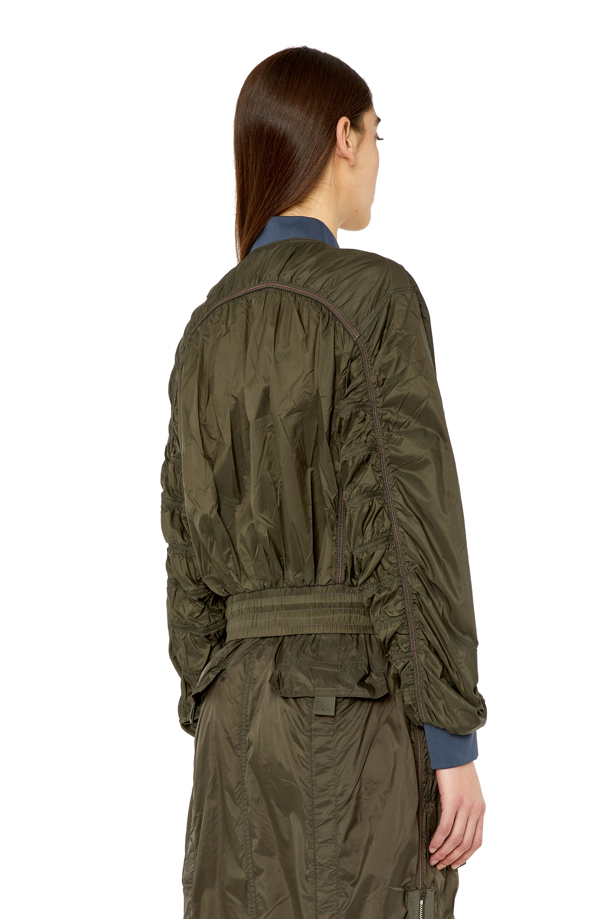 Diesel - G-NOAK, Woman's Bomber jacket in light nylon in Dark Green - 3