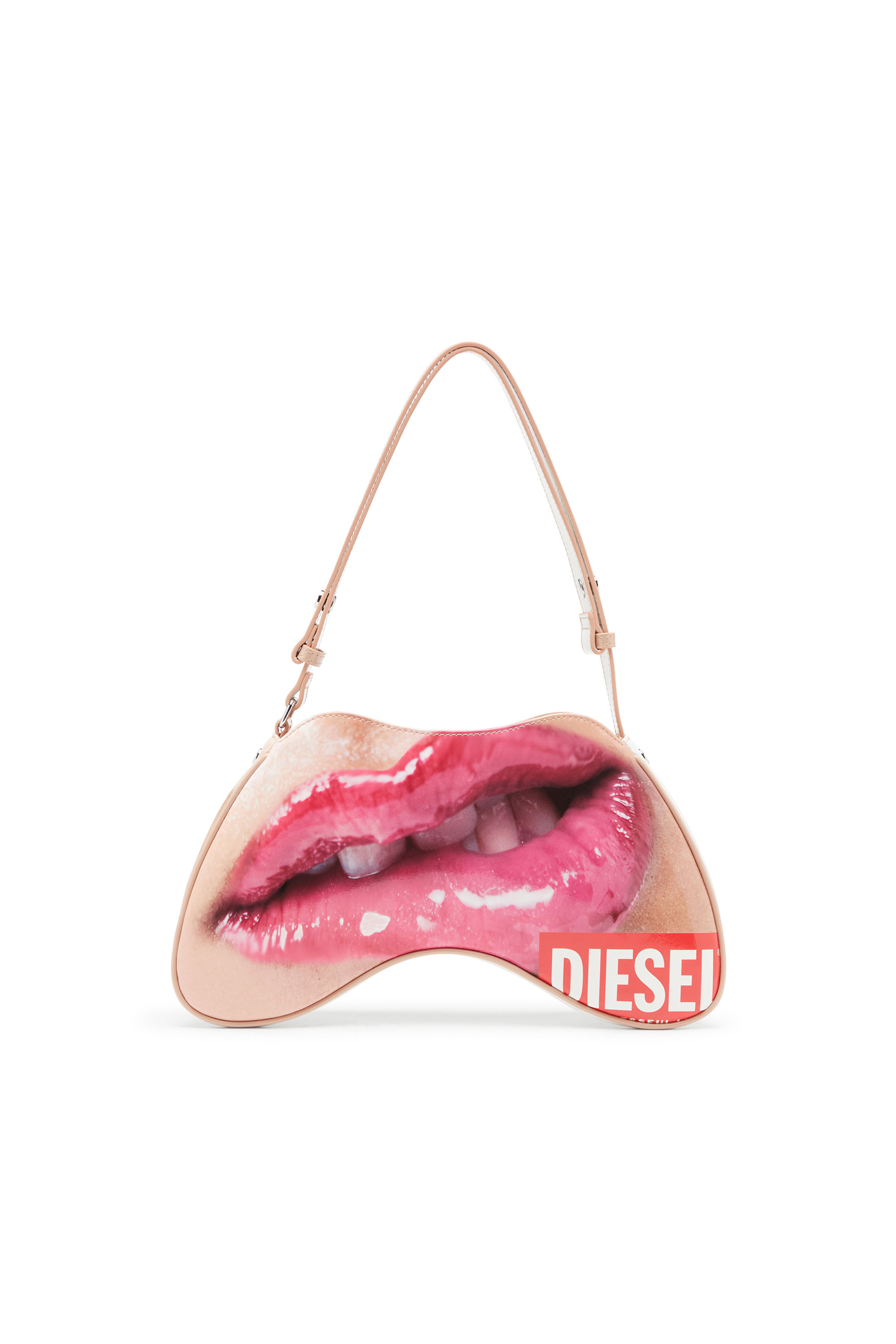 Diesel - PLAY SHOULDER, Woman's Play-Shoulder bag in printed glossy PU in White - 2