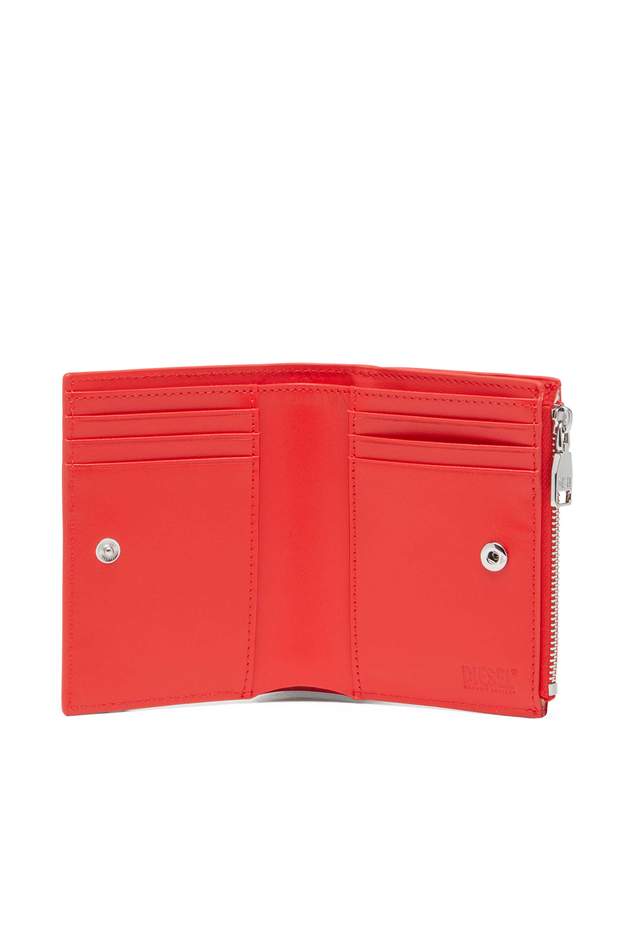 Diesel - PLAY BI-FOLD ZIP II, Cartera pequeña de cuero brillante Mujer in Rojo - 3