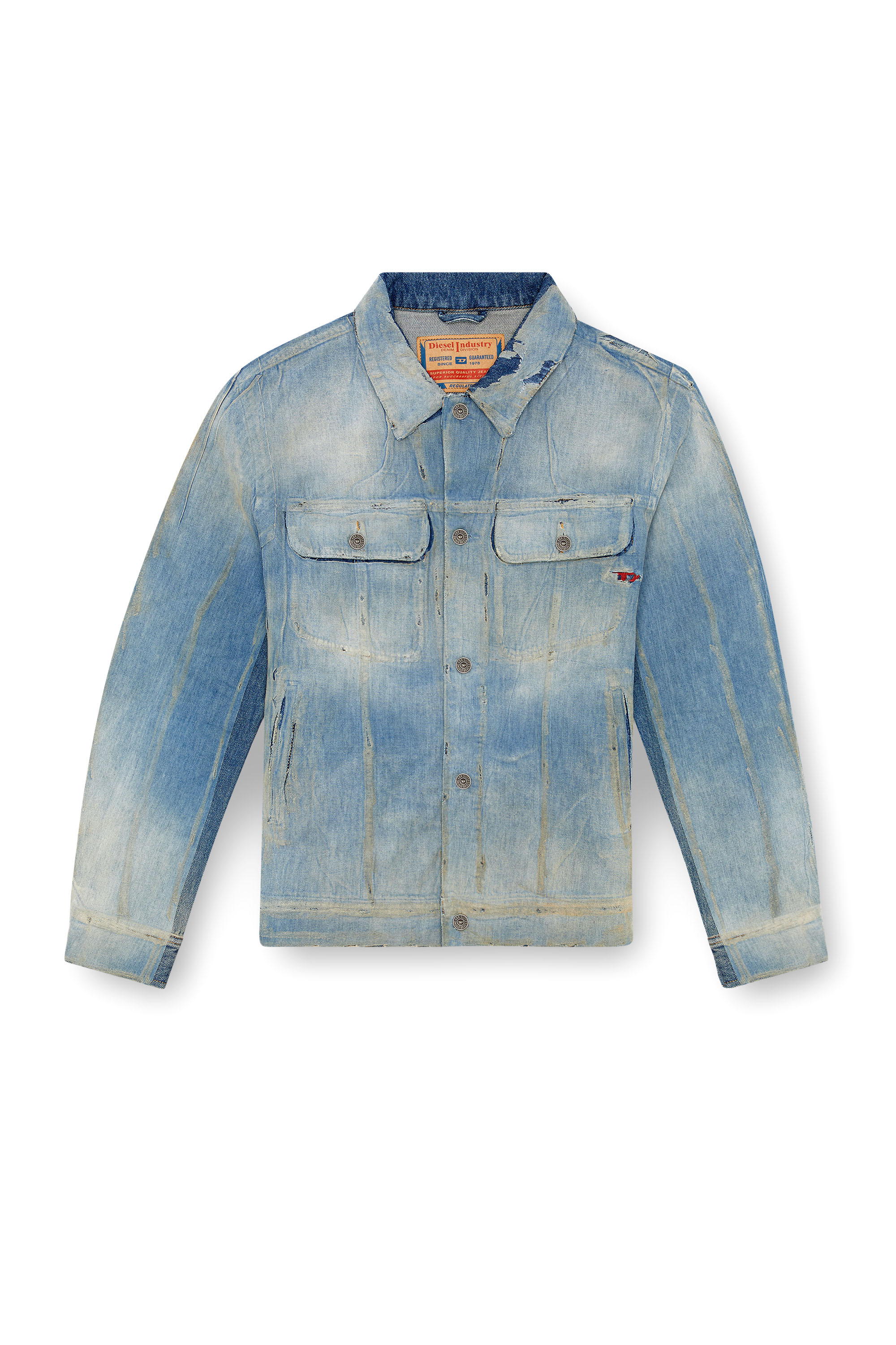 Diesel - D-BARCY-S3, Chaqueta trucker en denim despegado Hombre in Azul marino - 6