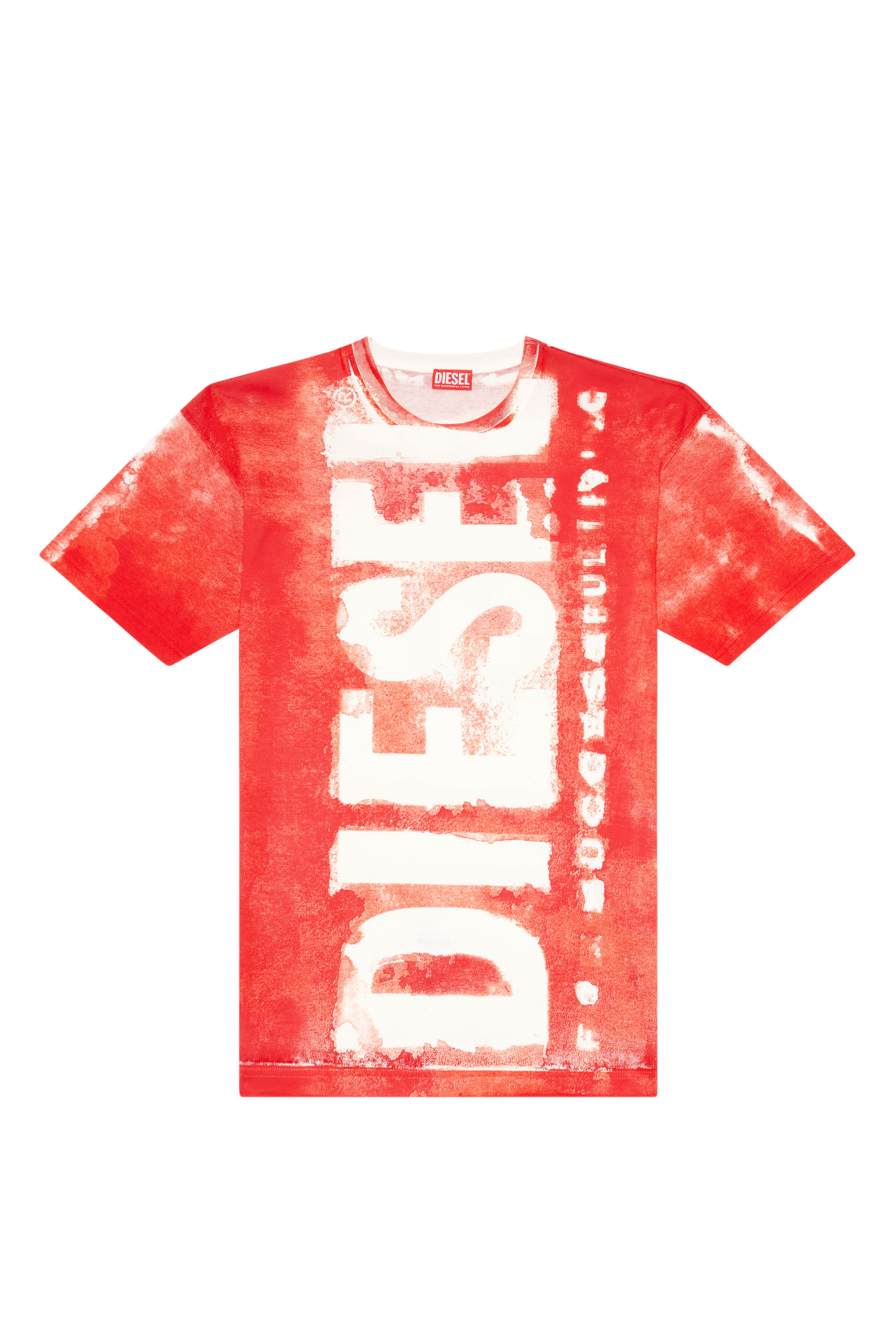 Diesel - T-BOXT-BISC, Man's T-shirt with maxi bleeding logos in Red - 3