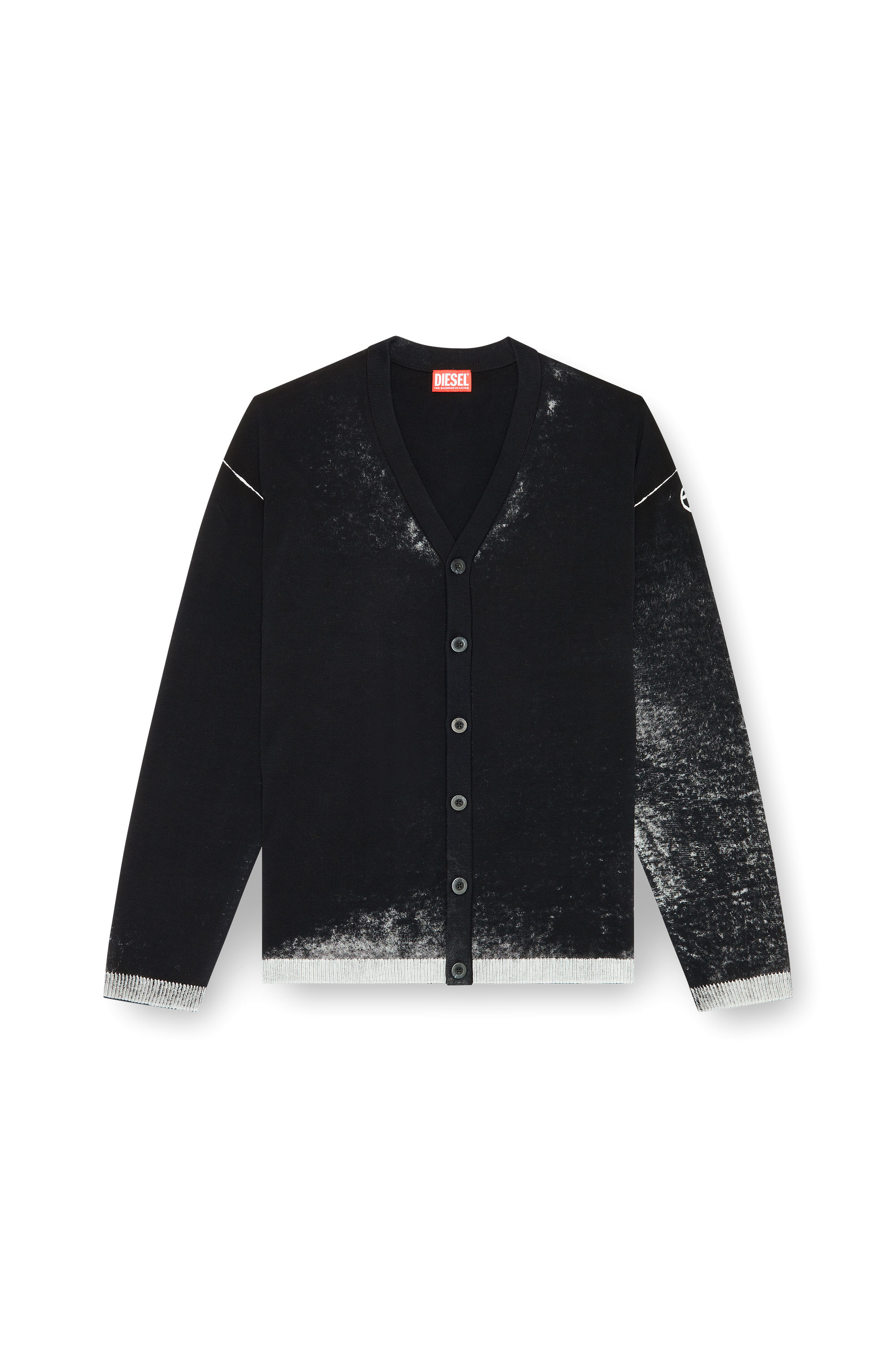 Diesel - K-LARENCE-CARDIGAN-B, Chaqueta de punto de algodón con estampado invertido Hombre in Negro - 6