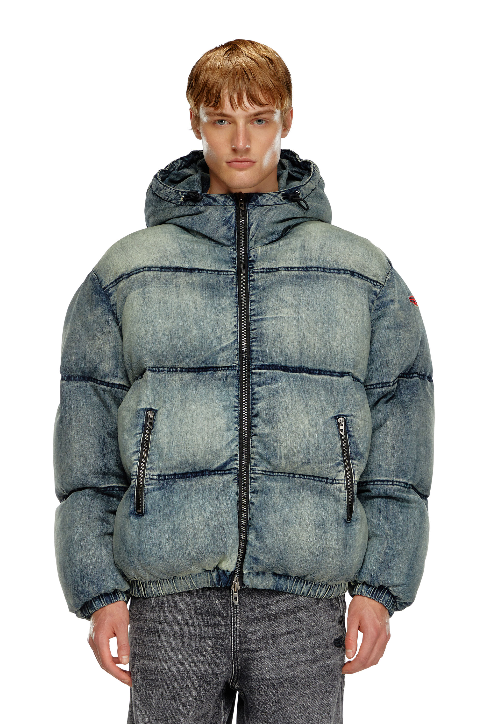 Diesel - W-MONS, Chaqueta puffer de denim tratado Hombre in Azul marino - 6