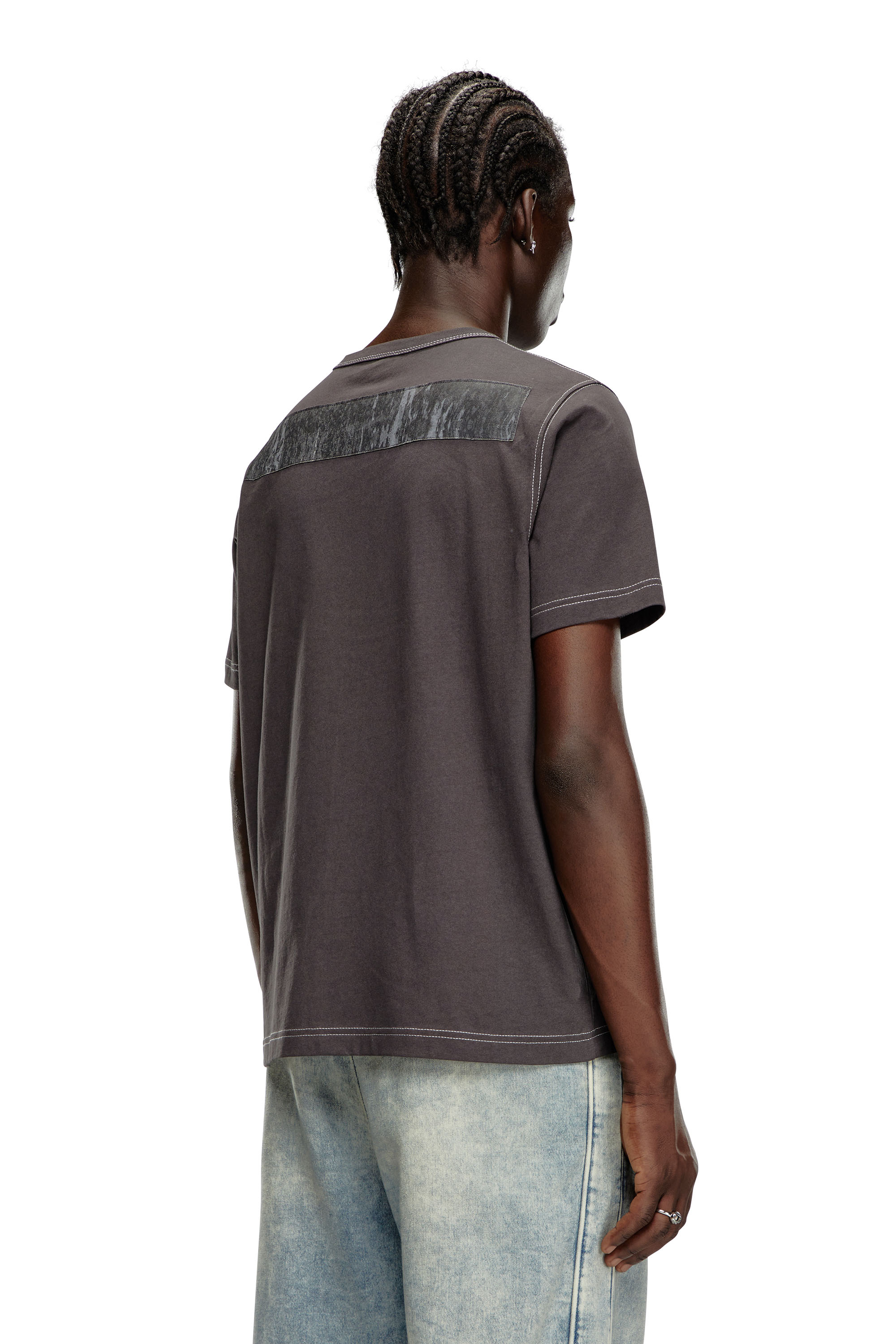 Diesel - T-ADJUST-Q1, Man's T-shirt with graphic patches in Grey - 3