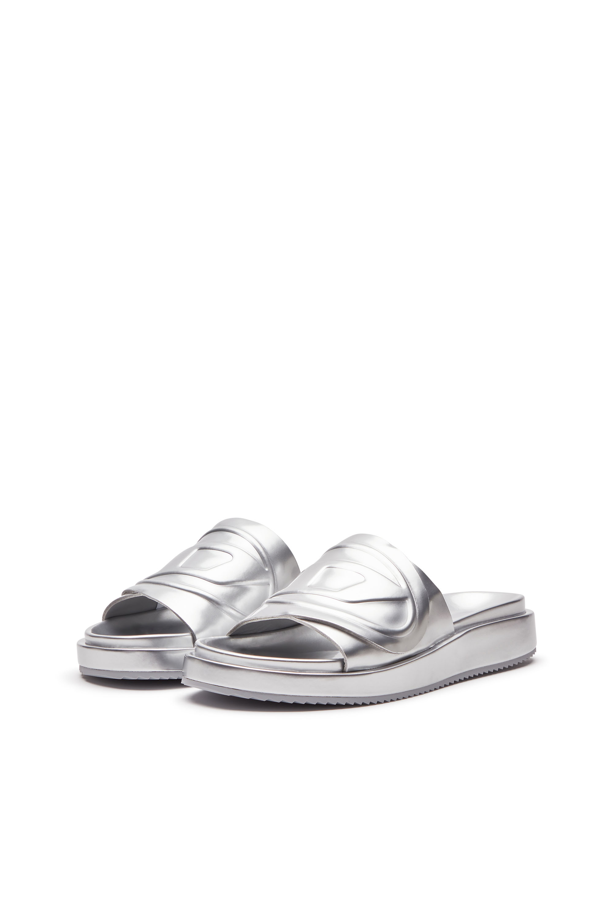 Diesel - SA-SLIDE D OVAL W, Sa-Slide D-Chanclas metálicas con correa Oval D Mujer in Plateado - 8