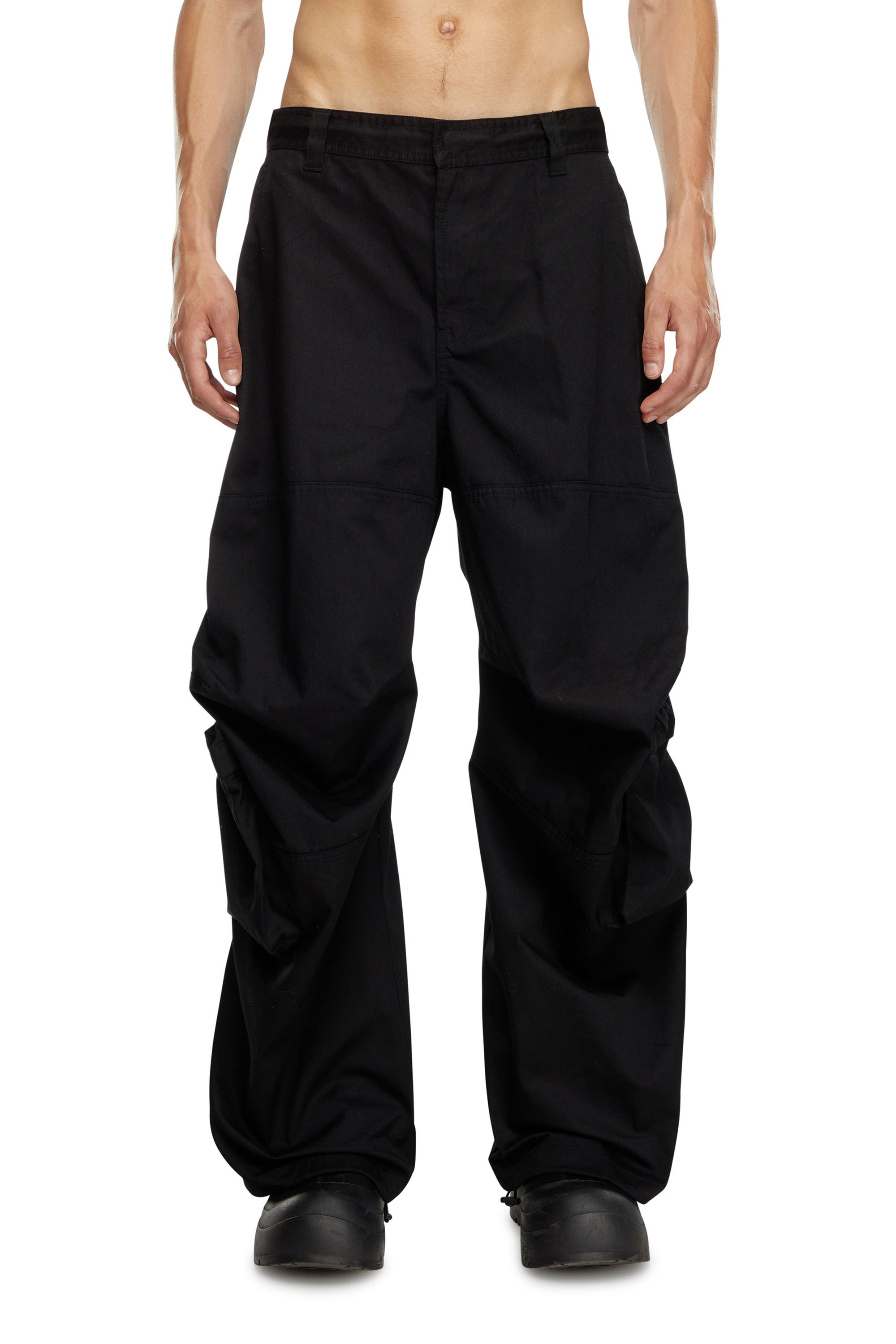 Diesel - P-ARNE-A, Man's Cargo pants in technical cotton twill in Black - 2