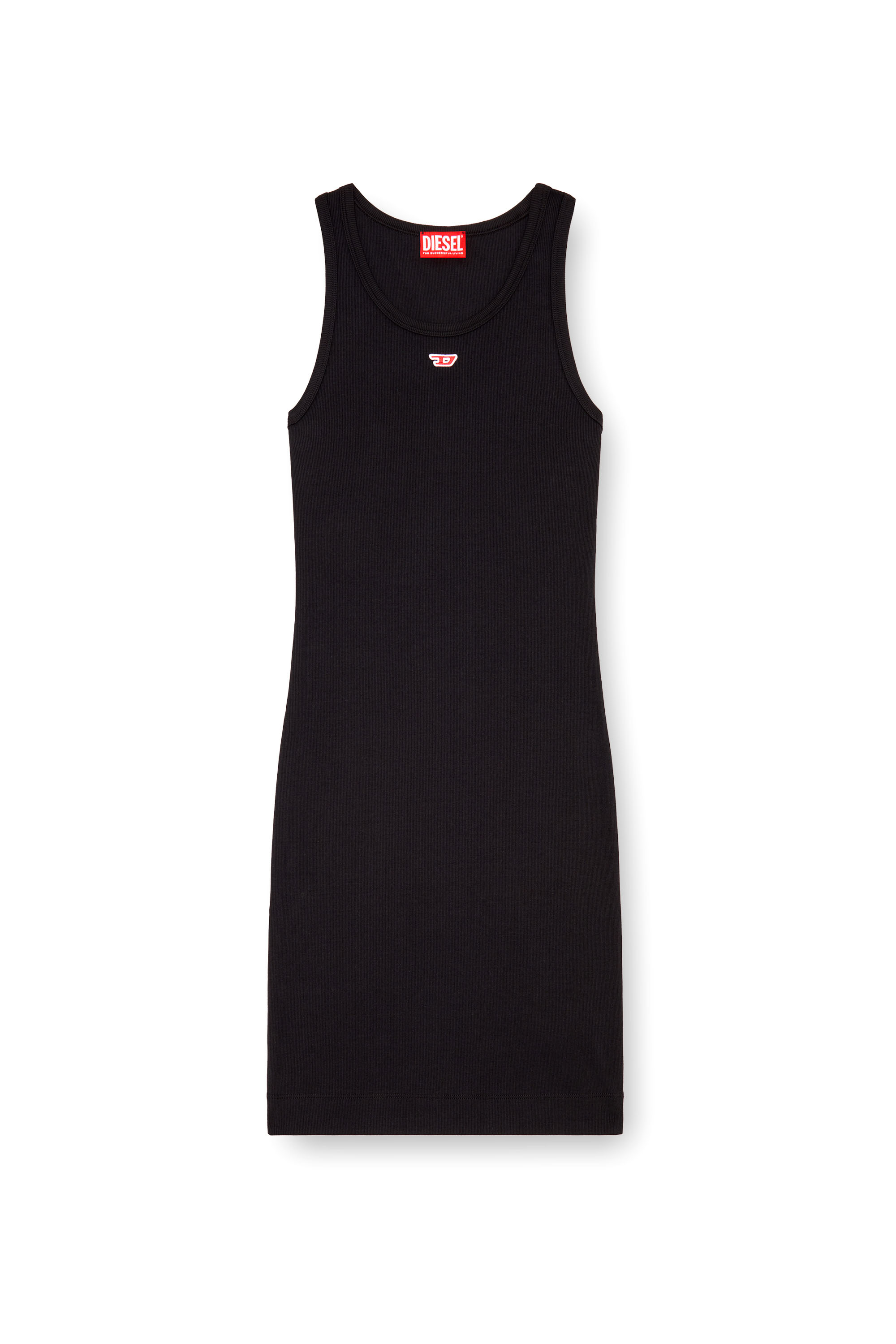 Diesel - D-TANK-LONG-D, Vestido corto con tirantes con logotipo D Mujer in Negro - 4